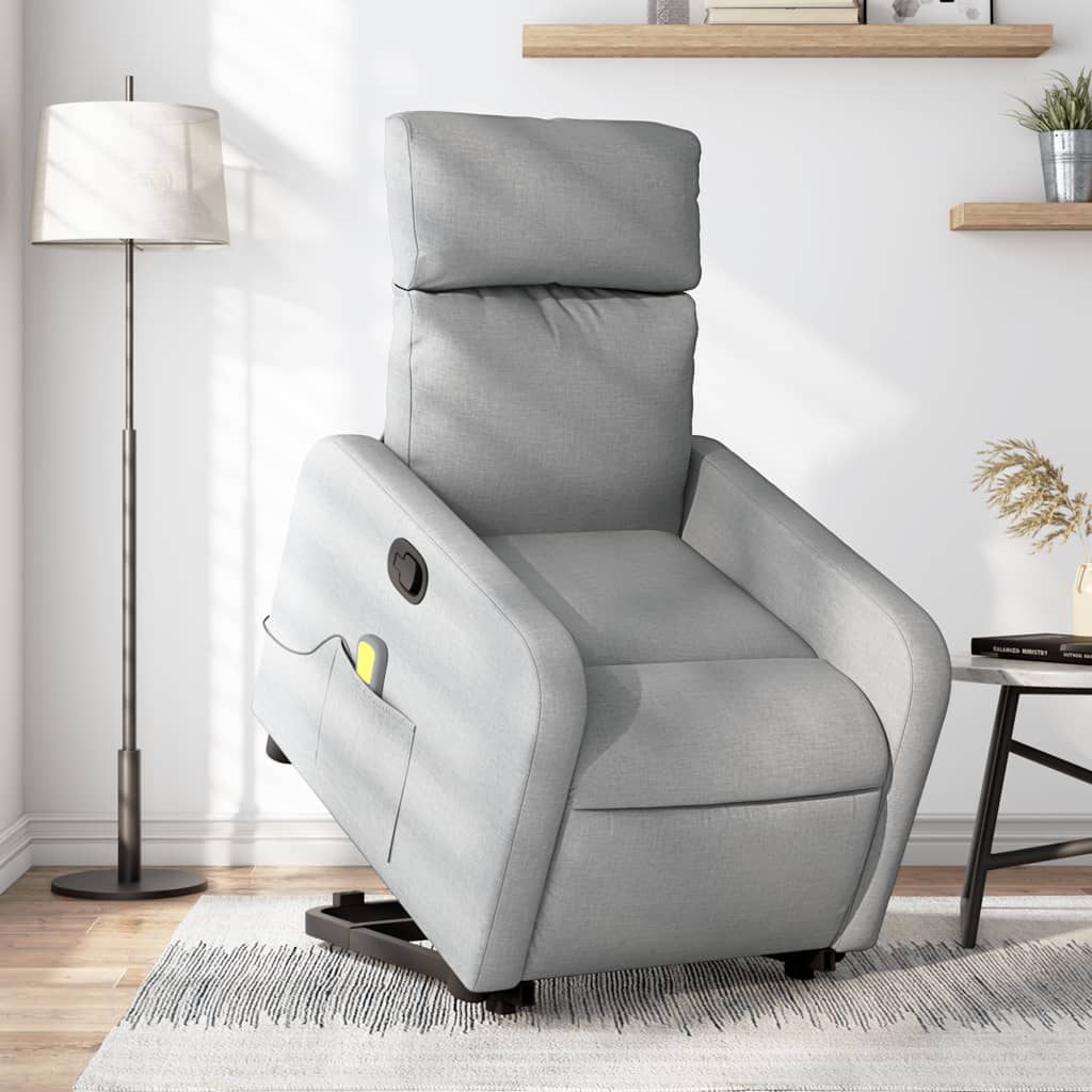 Poltrona reclinável massagens tecido cinzento-claro ewg3485