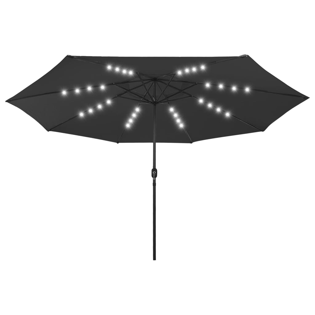 Guarda-sol de jardim com luzes LED 400 cm preto wgo6178