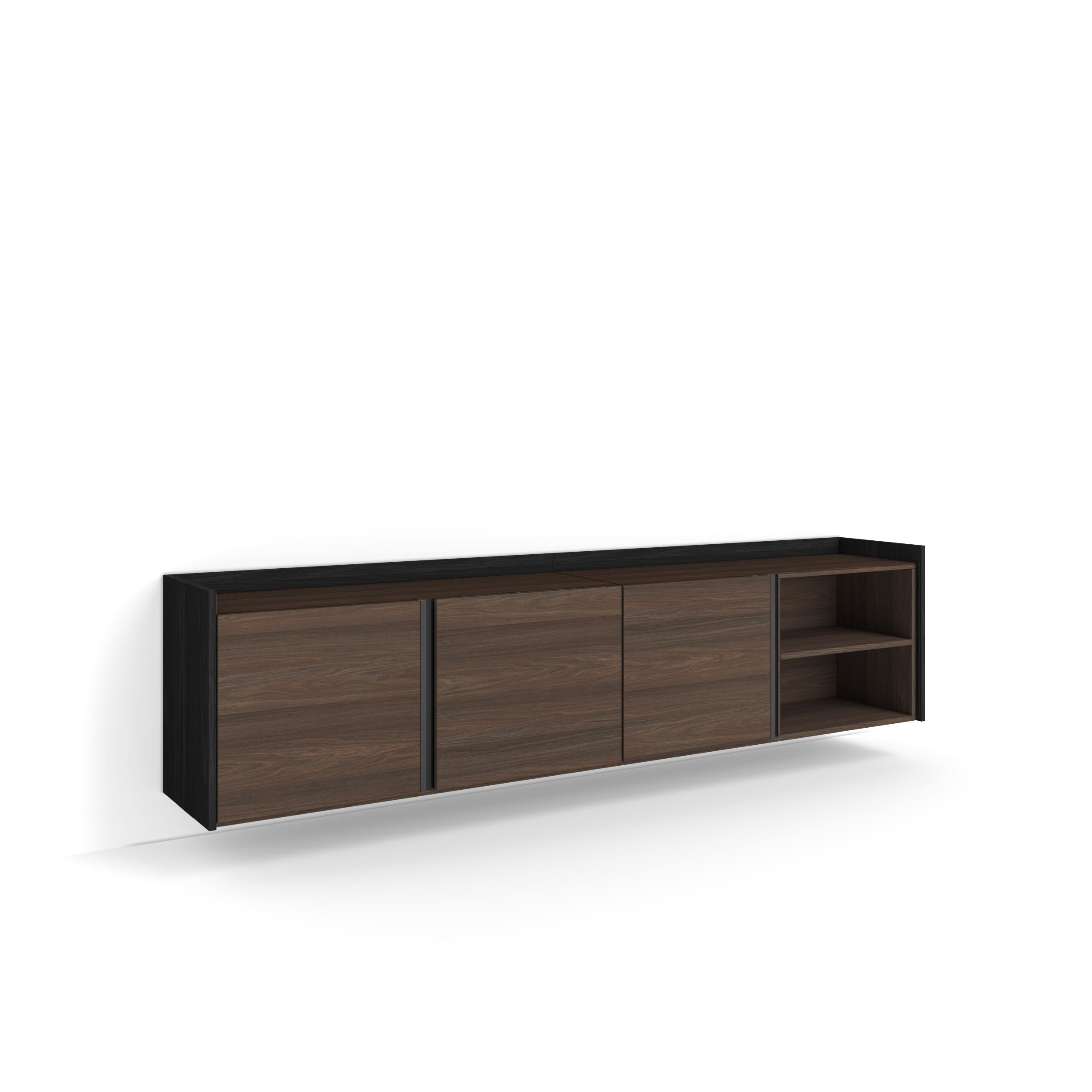 Móvel de tv, 207x35x50cm, carvalho escuro e preto, suspensos rf4579