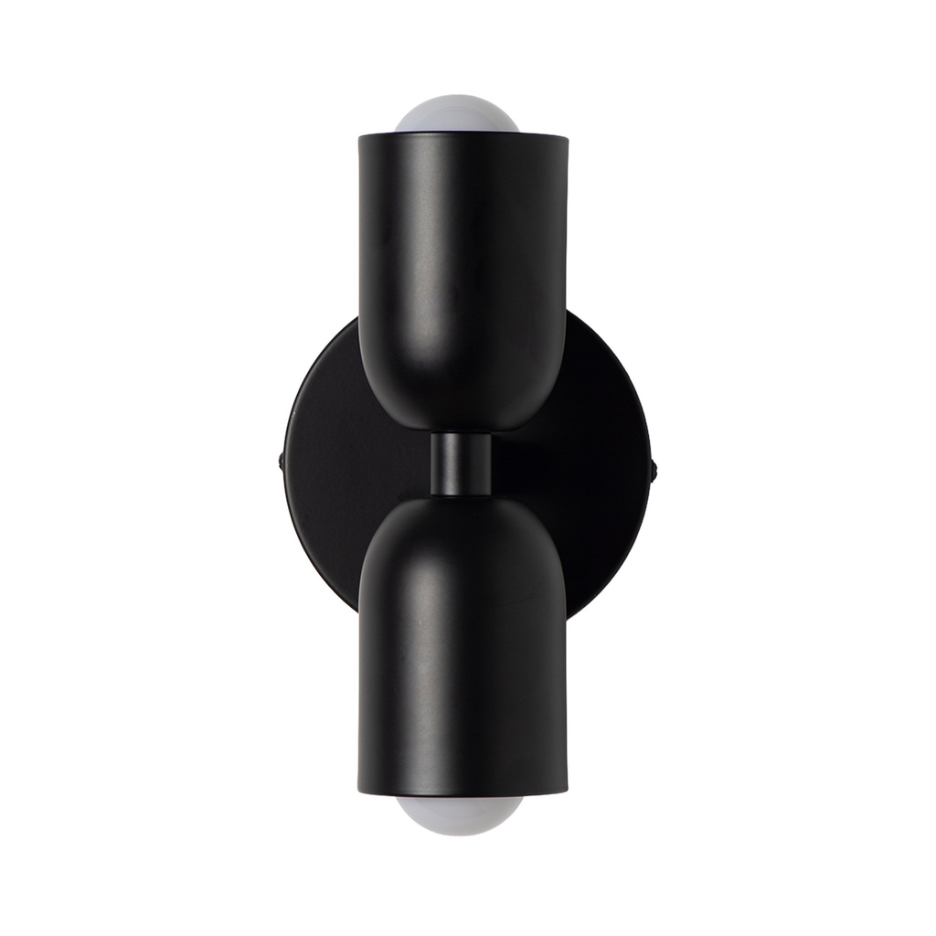 Aplique de Parede Duplo E27 Disco Preto com Cúpulas Preto + Preto
