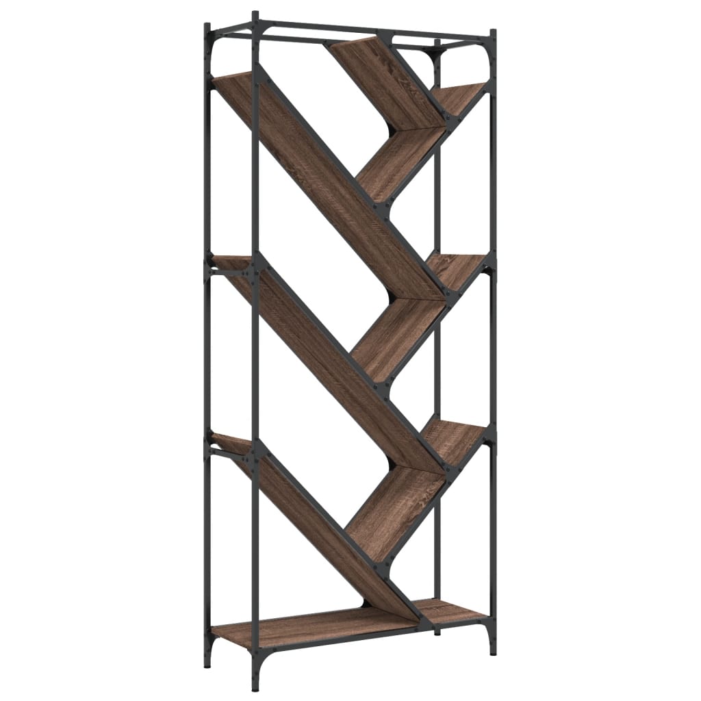 vidaXL estantería madera ingeniería y metal marrón roble 79x30x180 cm
