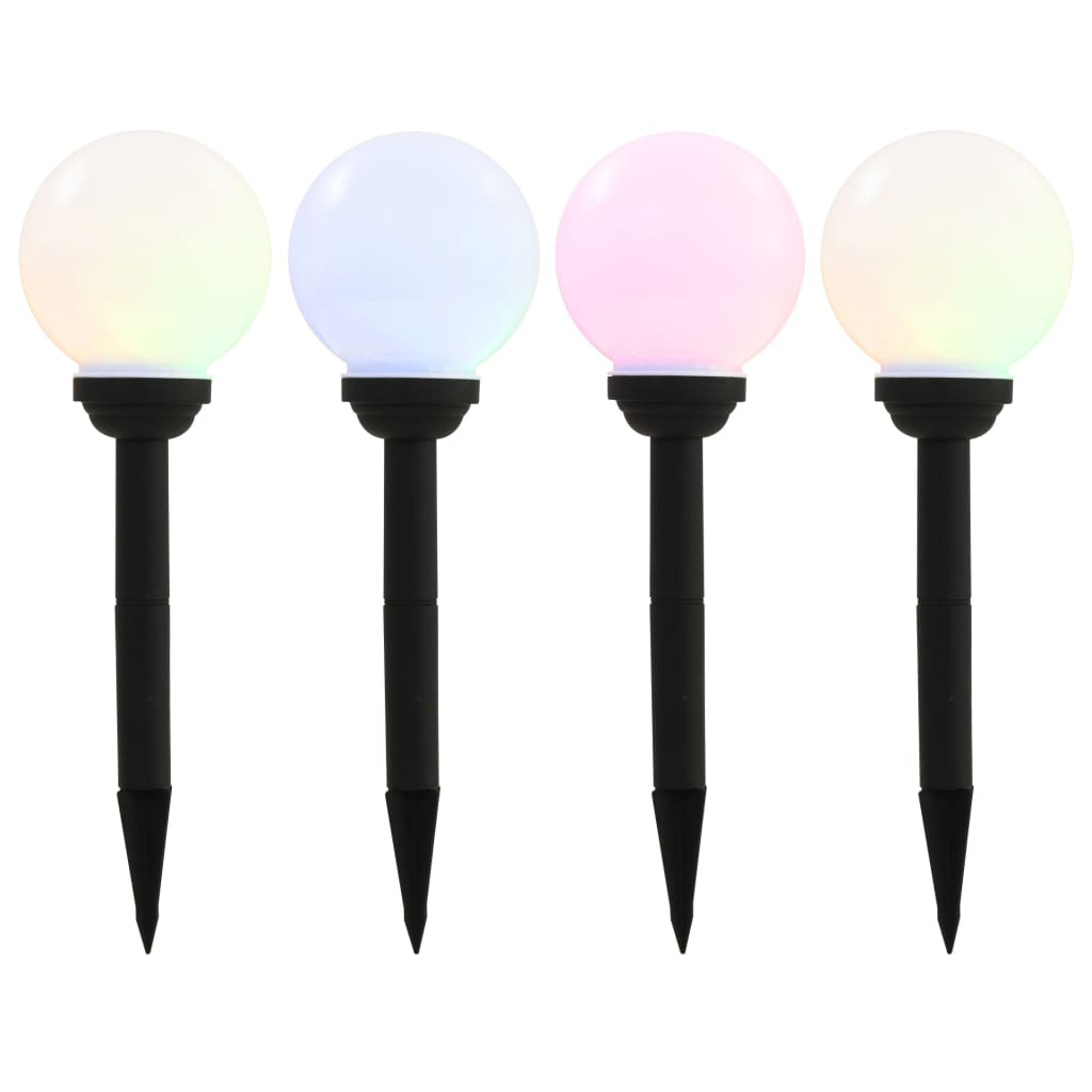 Candeeiro solar de exterior LED 4 pcs esférico 15 cm rgb