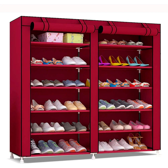 Armário para sapatos em tecido com portas nyana home 110x120x30 cm marrom