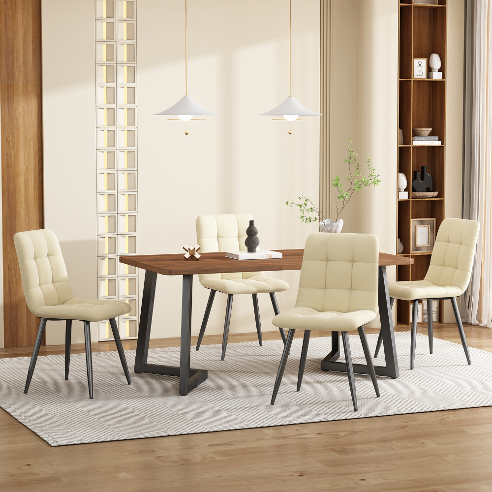Mesa de jantar retangular em mdf preto e nogueira 75x117x68cm