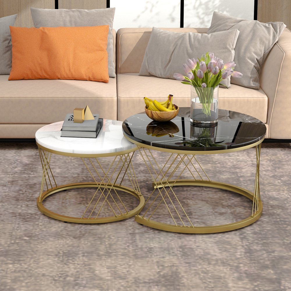 Mesa de centro conjunto 2 mdf preto 45x70x70cm