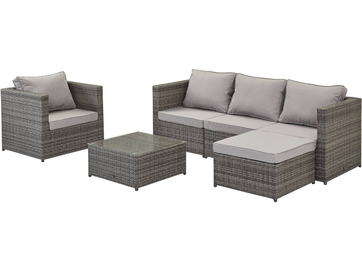 Conjunto de jardim em resina trançada <<monaco>> - florida - cinzento