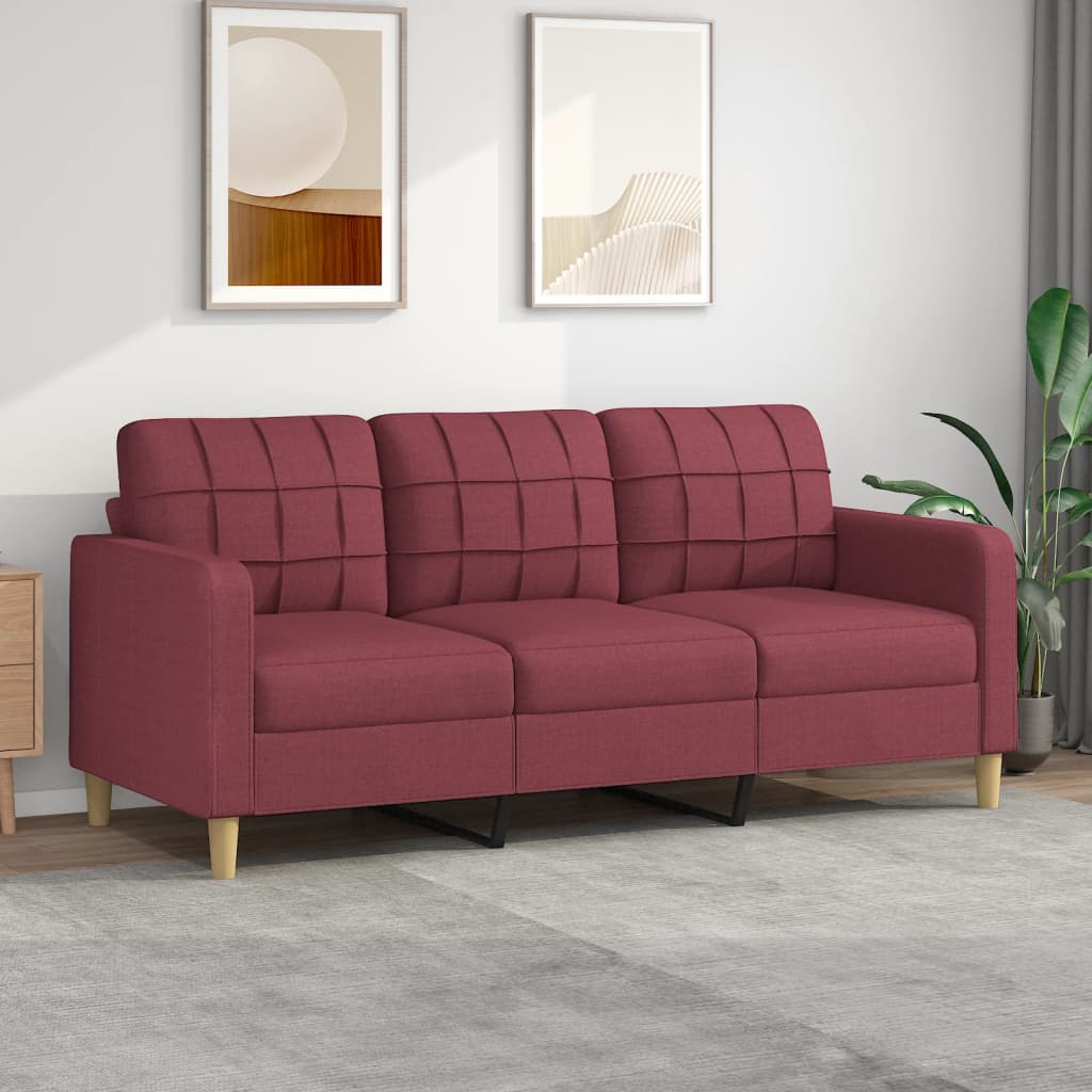 Sofá de 3 lugares tecido 180 cm vermelho tinto pt9823