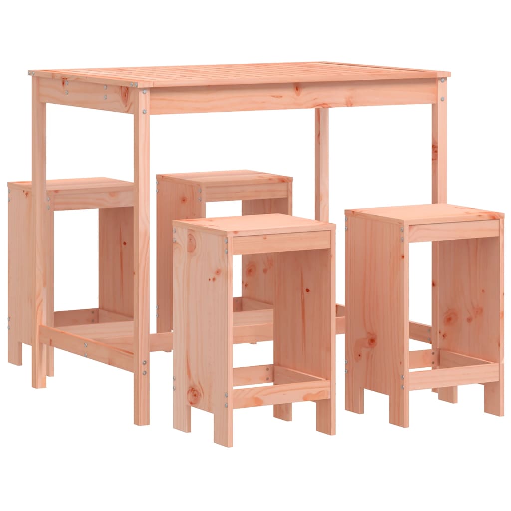 vidaXL mesa alta y taburetes de jardín 5 piezas madera maciza douglas