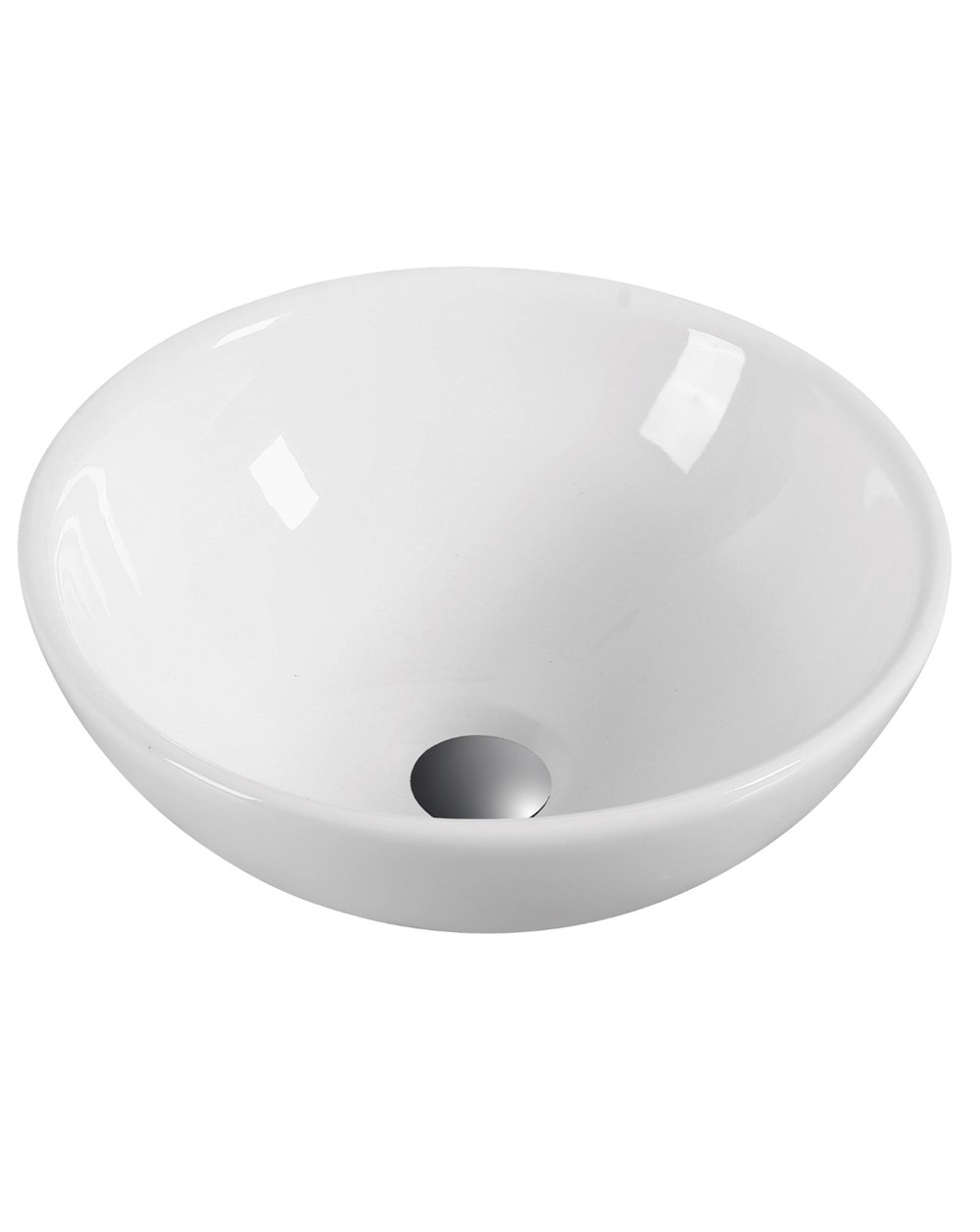 Bacia oval de bancada cerâmica | 40cm de diâmetro | branco brilhante