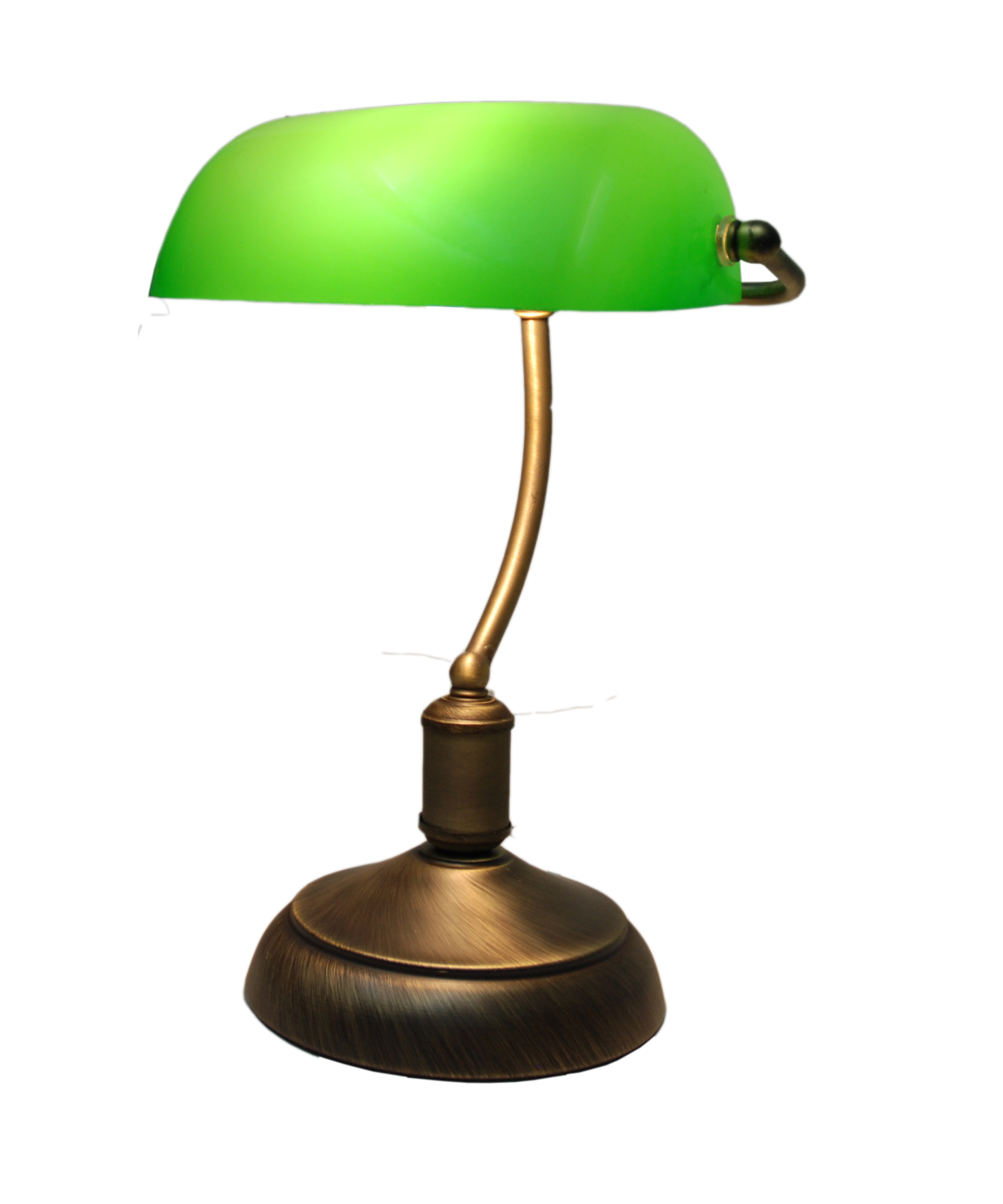 Abajur de mesa estilo banqueiro com cúpula de vidro verde