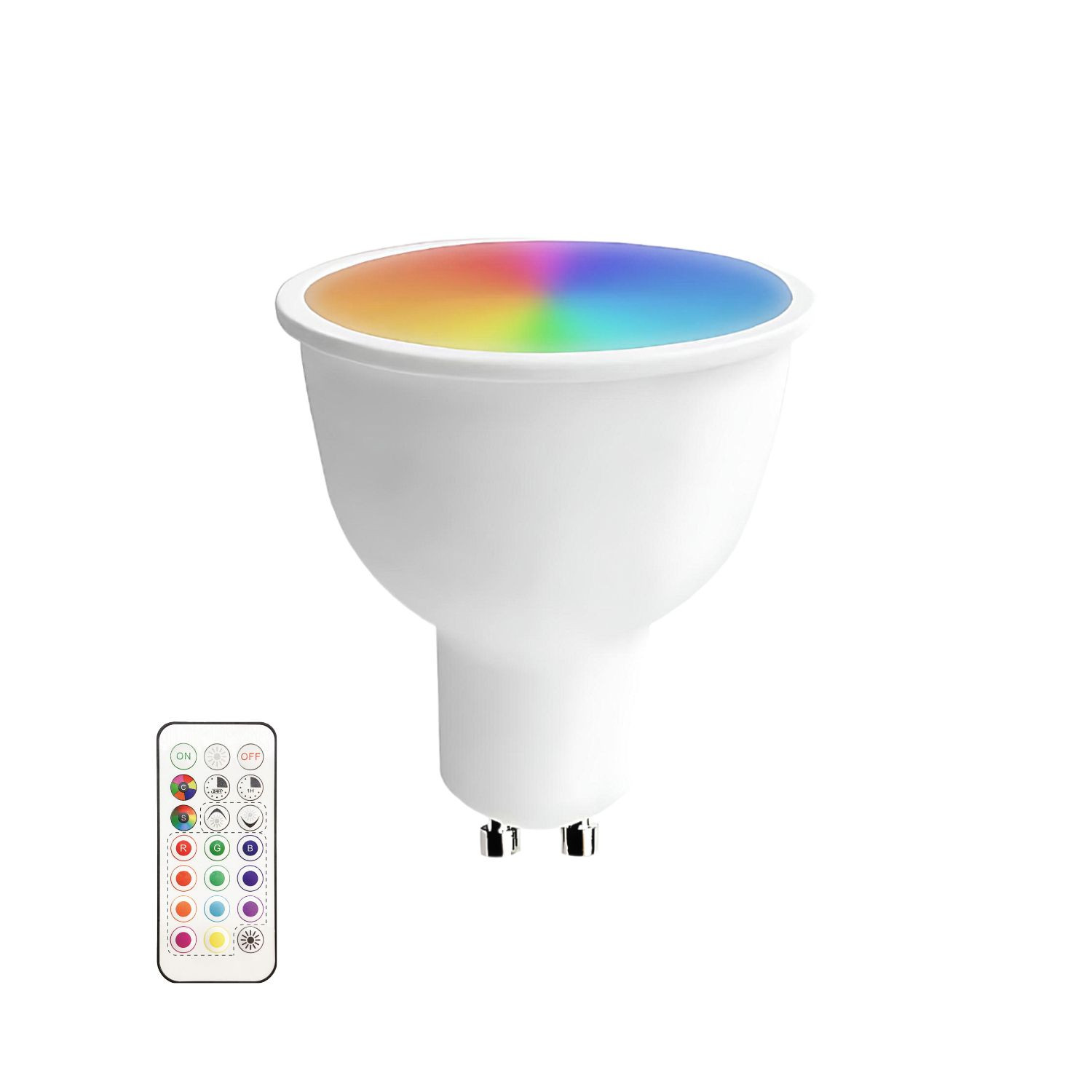 Lâmpada refletor LED gu10 6w equi.40w 470lm rgb com controle remoto