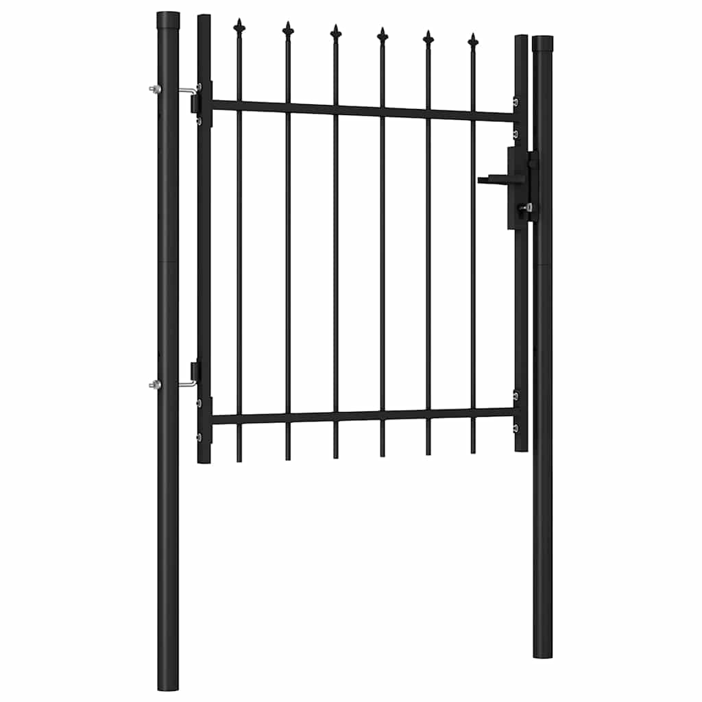 Portão de vedação individual com topo em espeto aço 1x1m preto