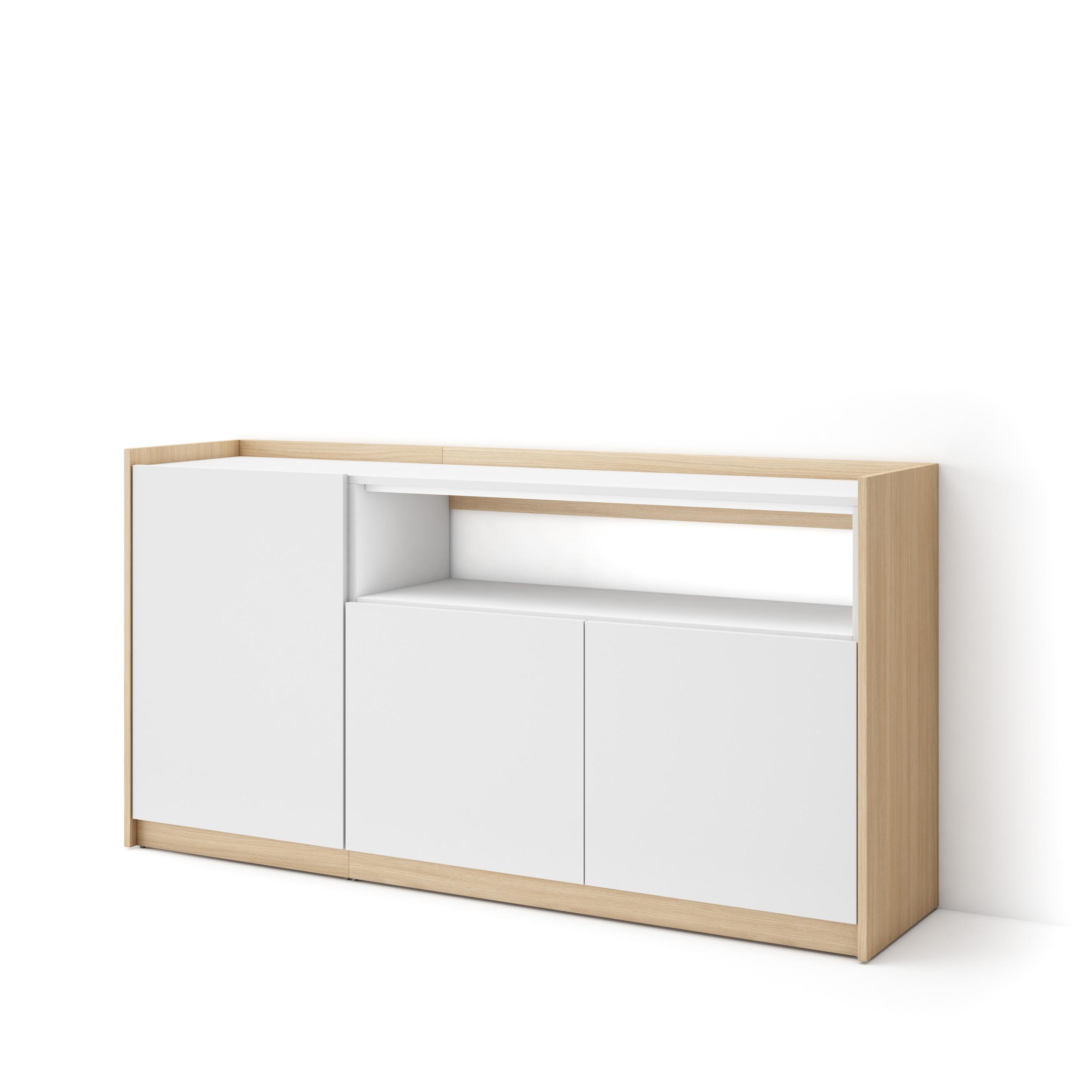Aparador sala de jantar, 156x37x80cm, branco e carvalho soft rf4412
