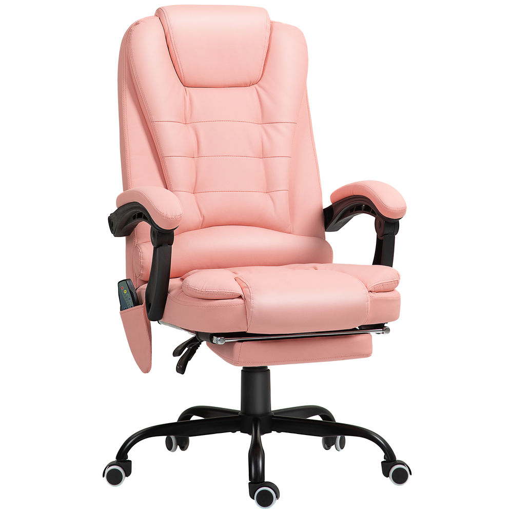 Cadeira de escritório com massagem semi-pu,PVC e aço galvanizado color rosa