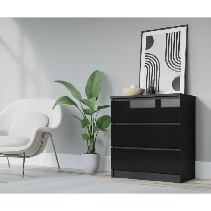 Cômoda 3 gavetas - preto - 70 x 39 x 79 cm