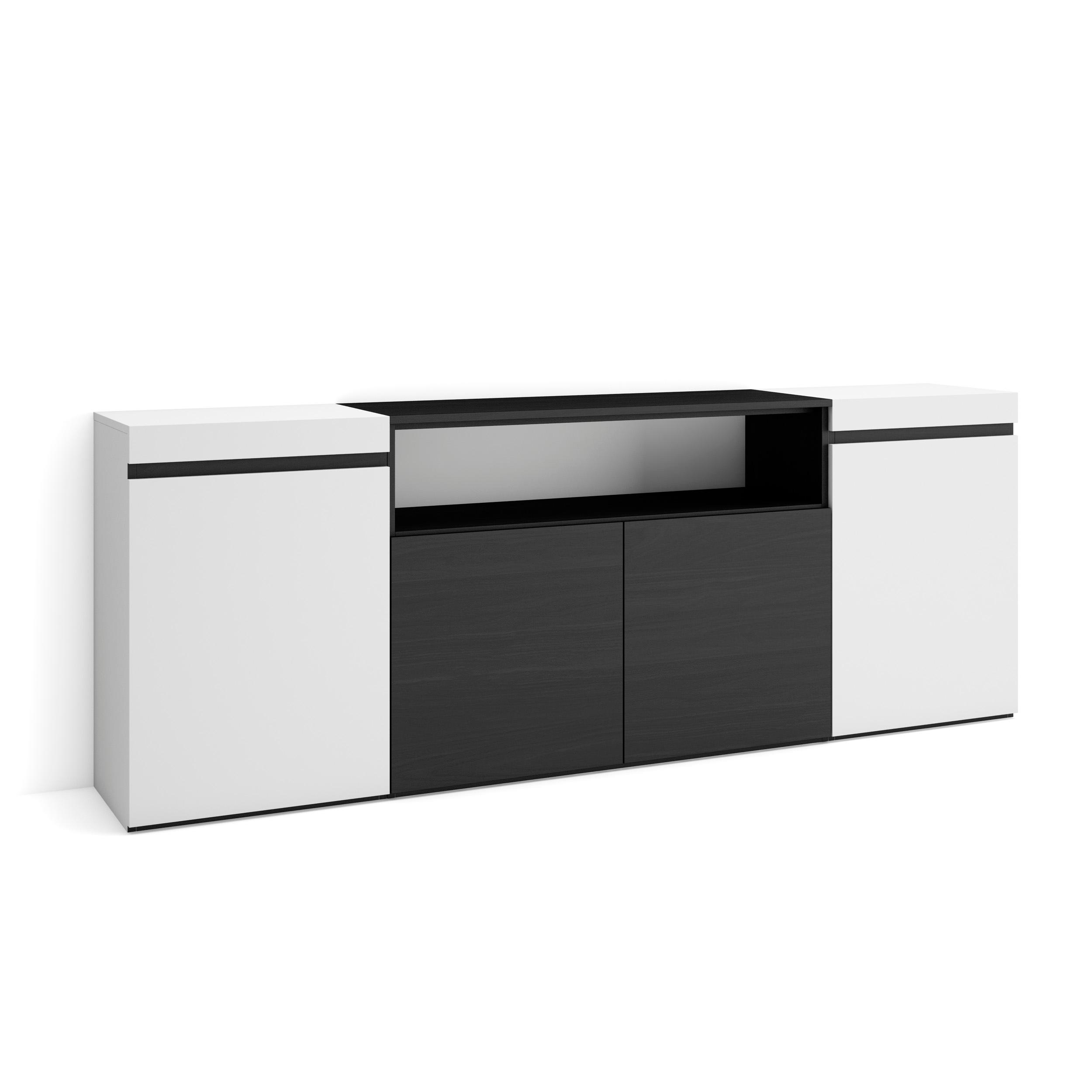 Aparador sala de jantar, 200x75x35cm, branco e preto rf2296