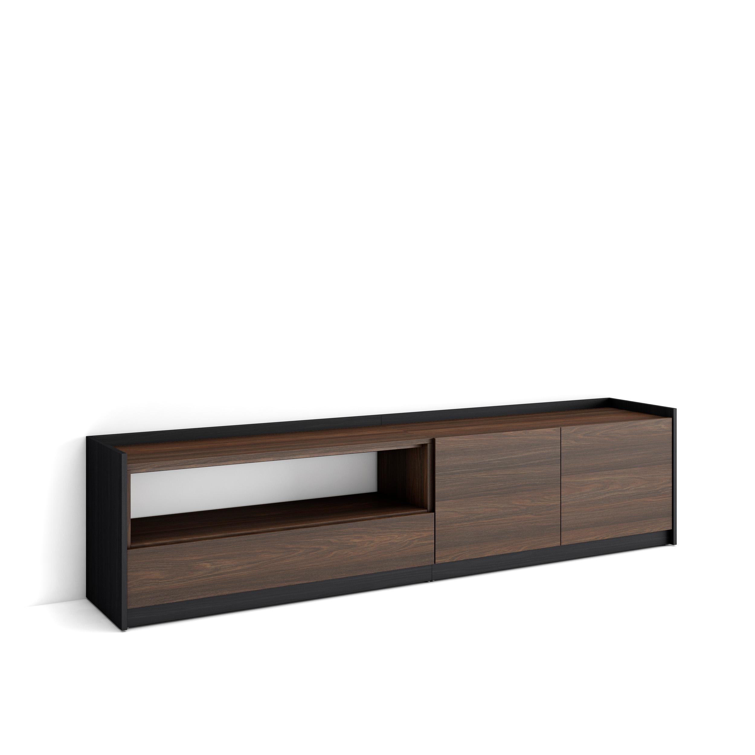 Móvel de tv, 207x37x50cm, carvalho escuro e preto rf4376