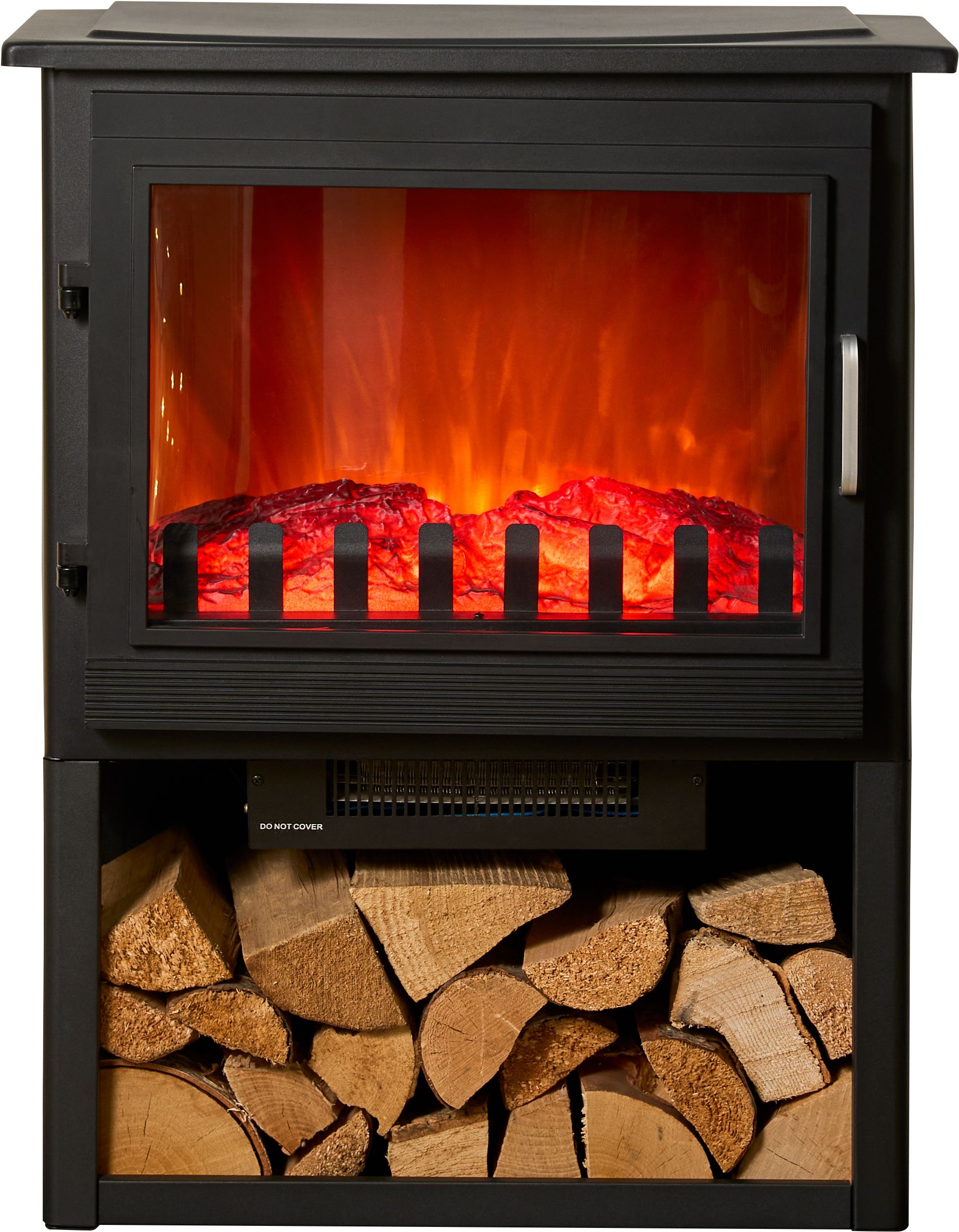 Fogão elétrico Sureflame Marlow com compartimento para lenha em preto mate