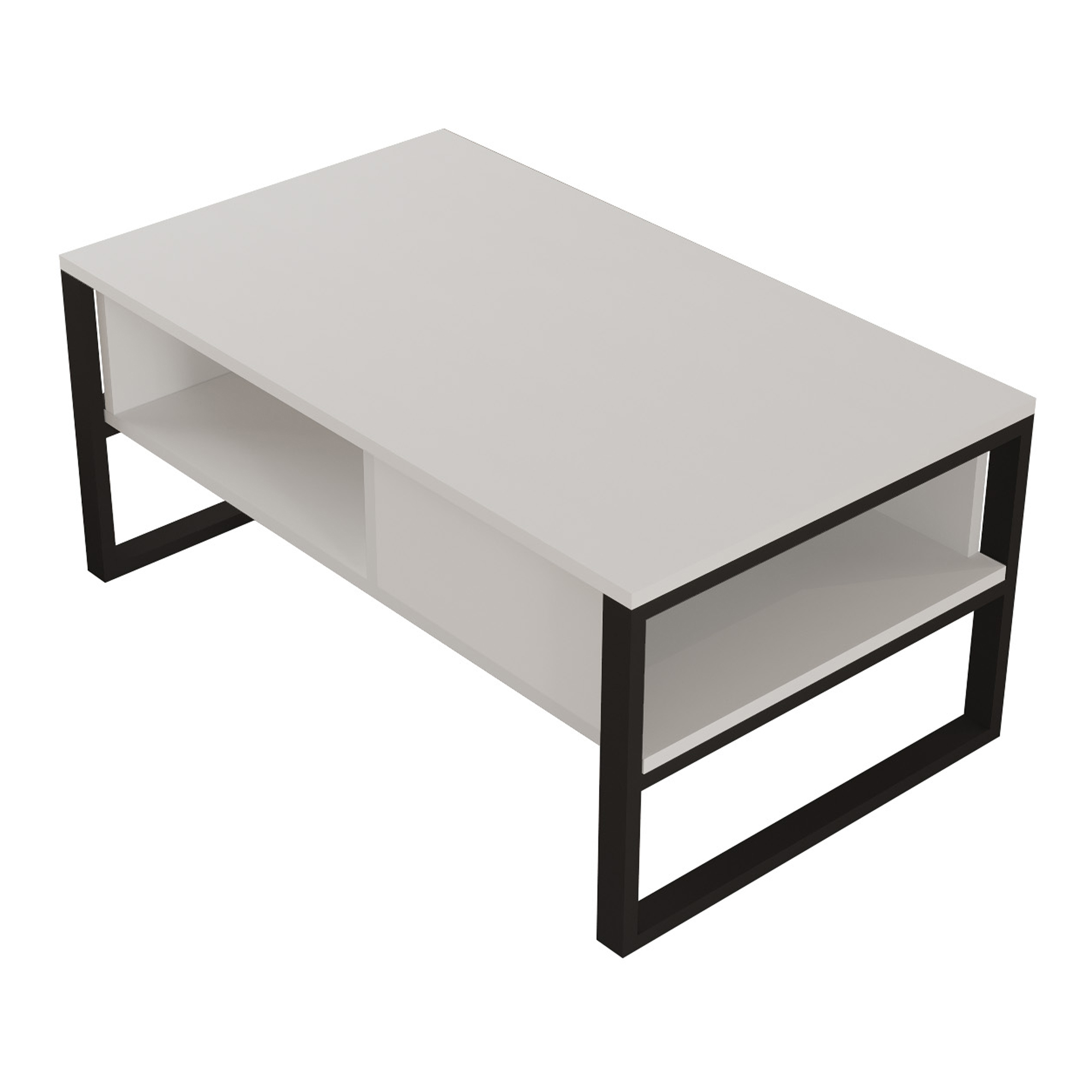 Mesa de centro laukaa retangular metal 100x60x45cm blanco [en.casa]