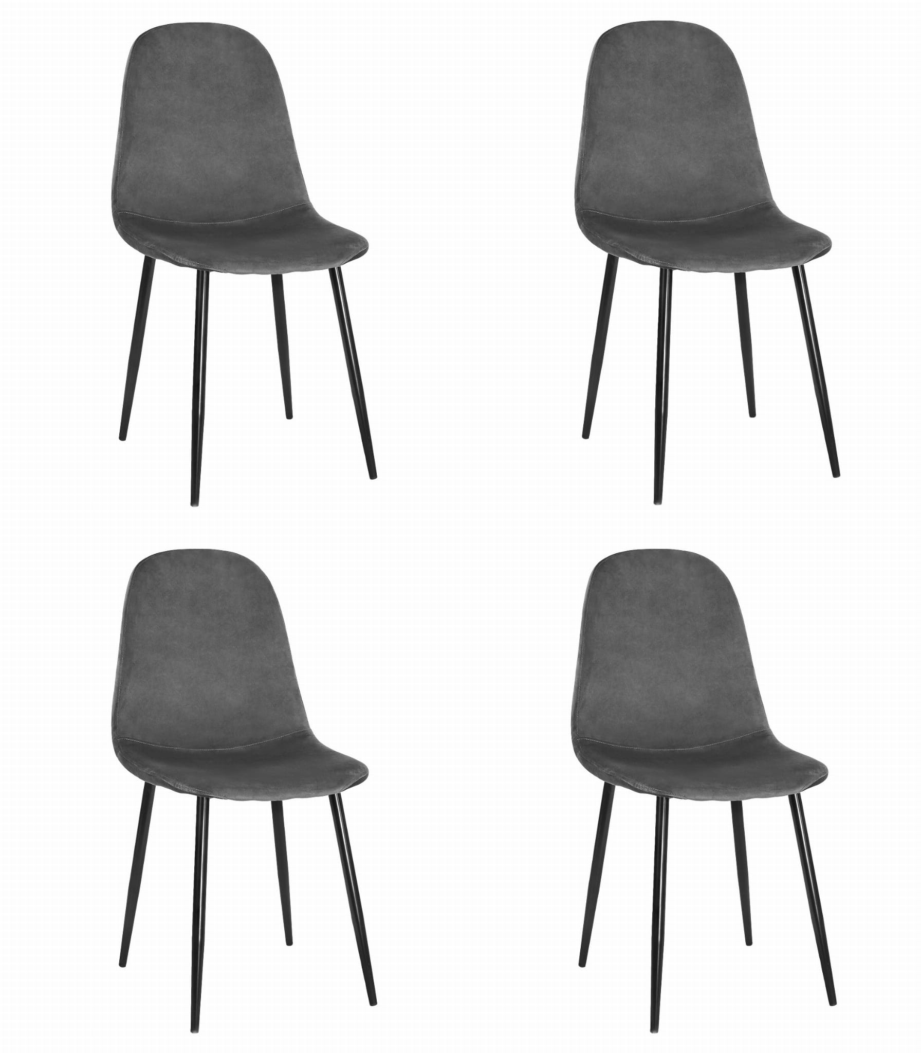 Valora como cadeira em veludo cinza escuro com design ergonômico x4
