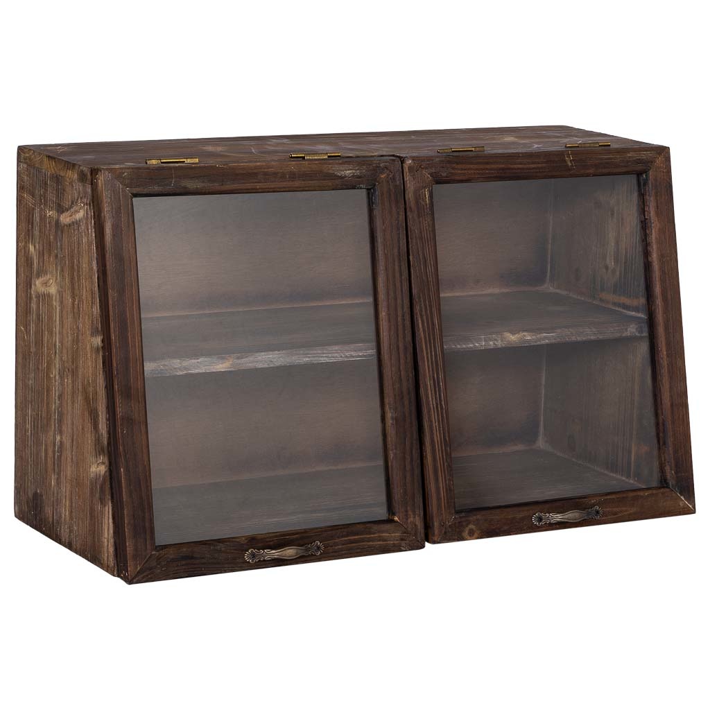 Vitrine em madeira com 2 portas de vidro e 1 prateleira 60x25x35h cm