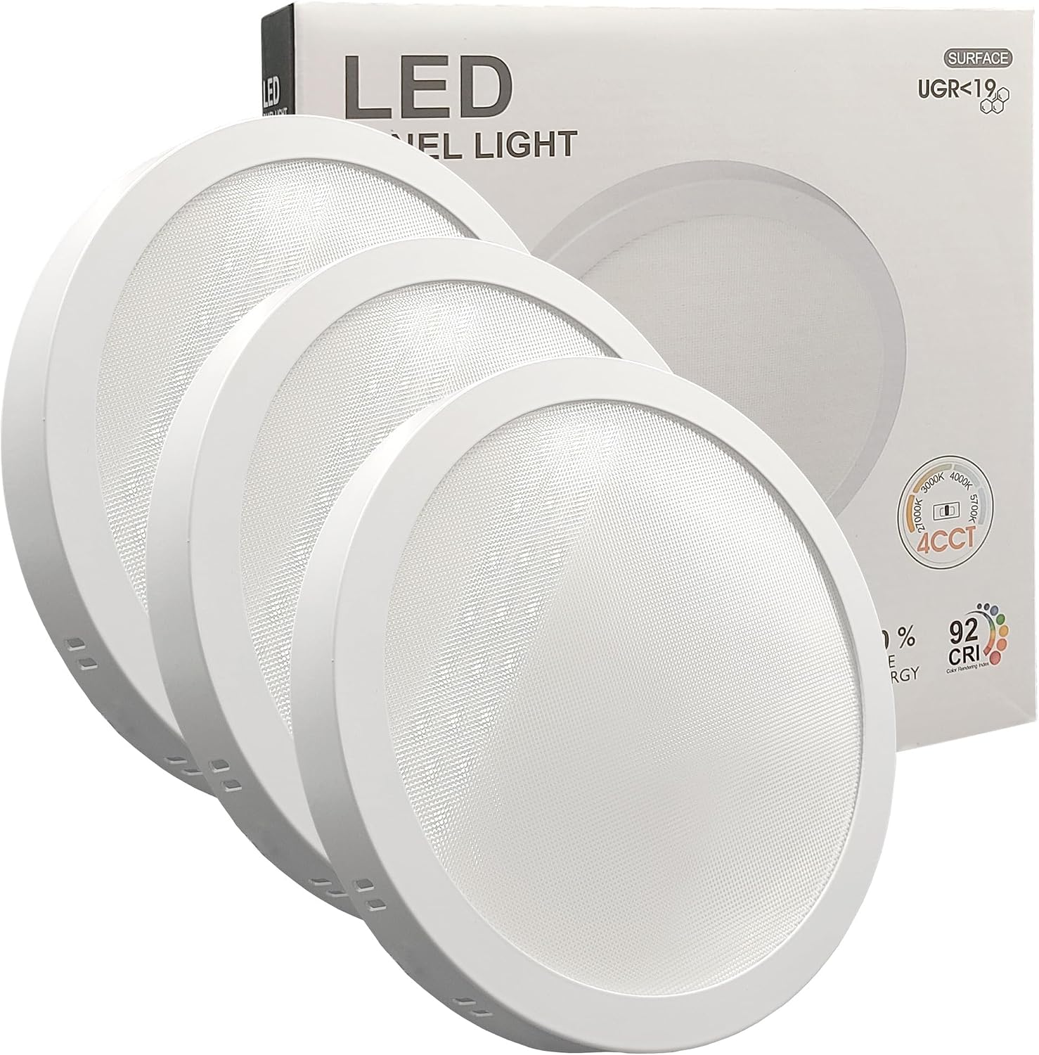 Pack x3 plafon LED circular 24w (240w), 2880lm, luz selecionável 4cct