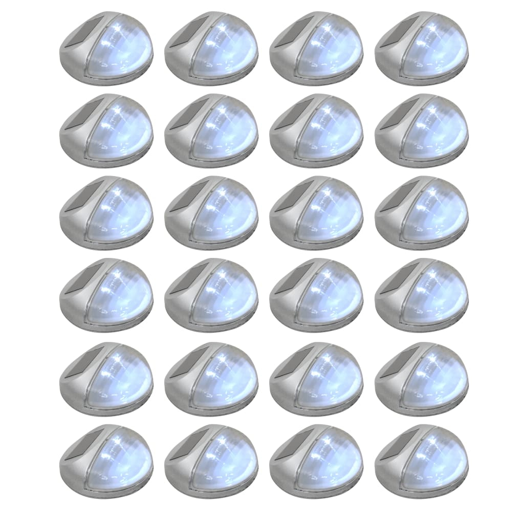 Candeeiro de parede solar LED exterior 24 pcs prateado redondo