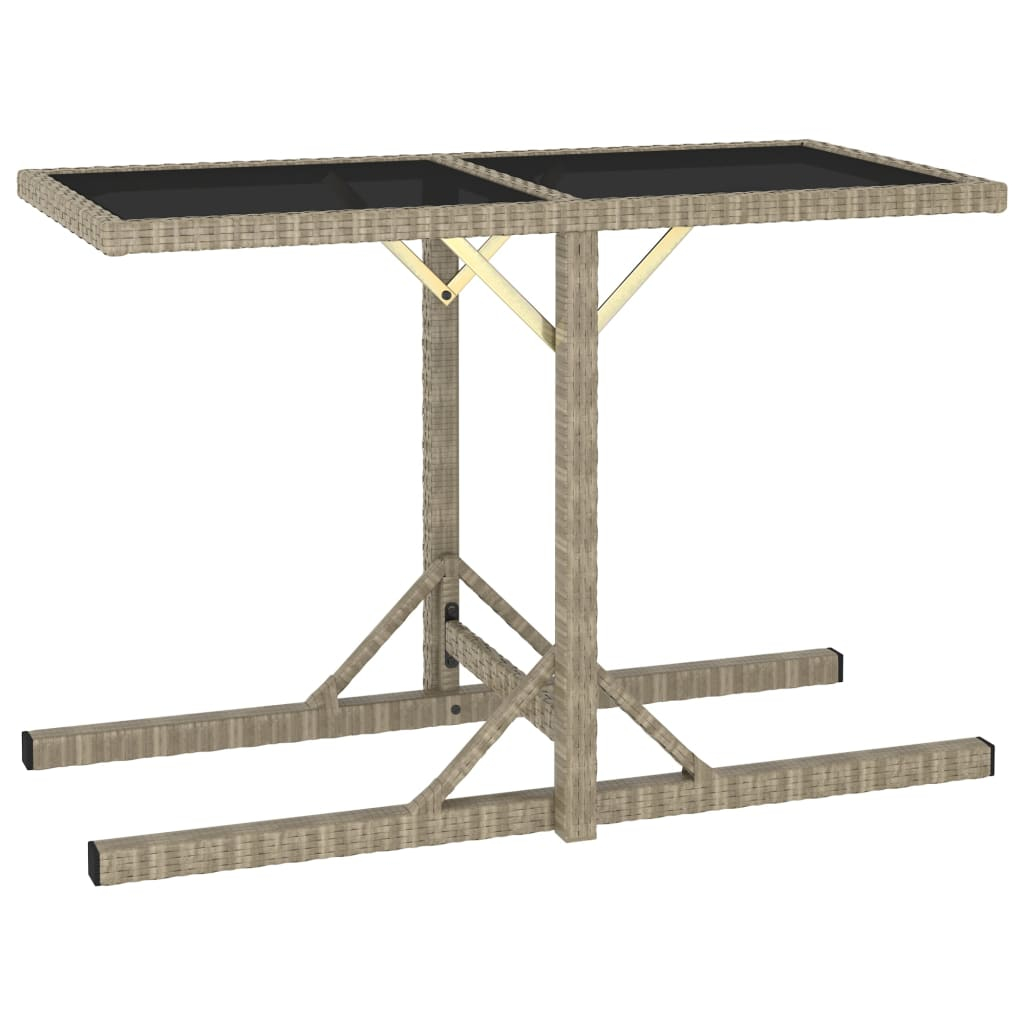 Mesa de jardim 110x53x72 cm vidro e vime pe bege
