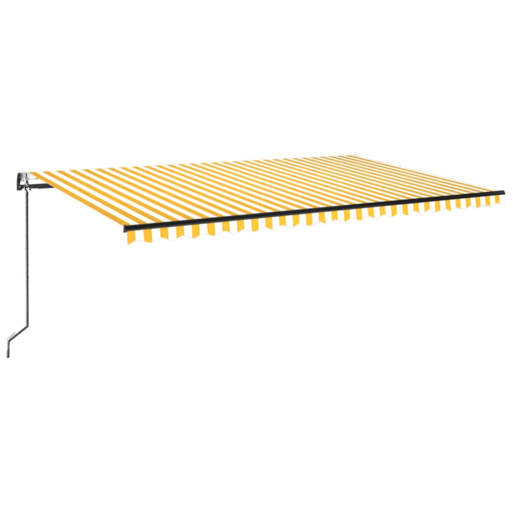 Toldo autom. LED e sensor de vento 500x300 cm amarelo/branco