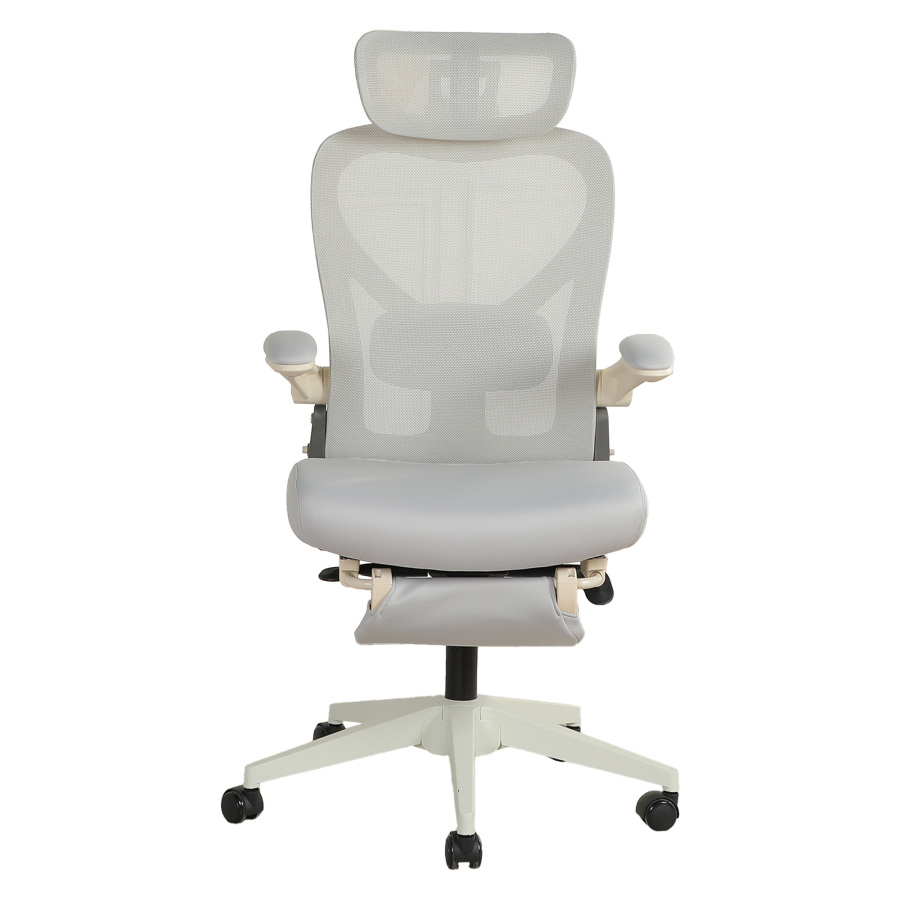 Cadeira de escritório dobrável ergonómica cinzento com apoio lombar