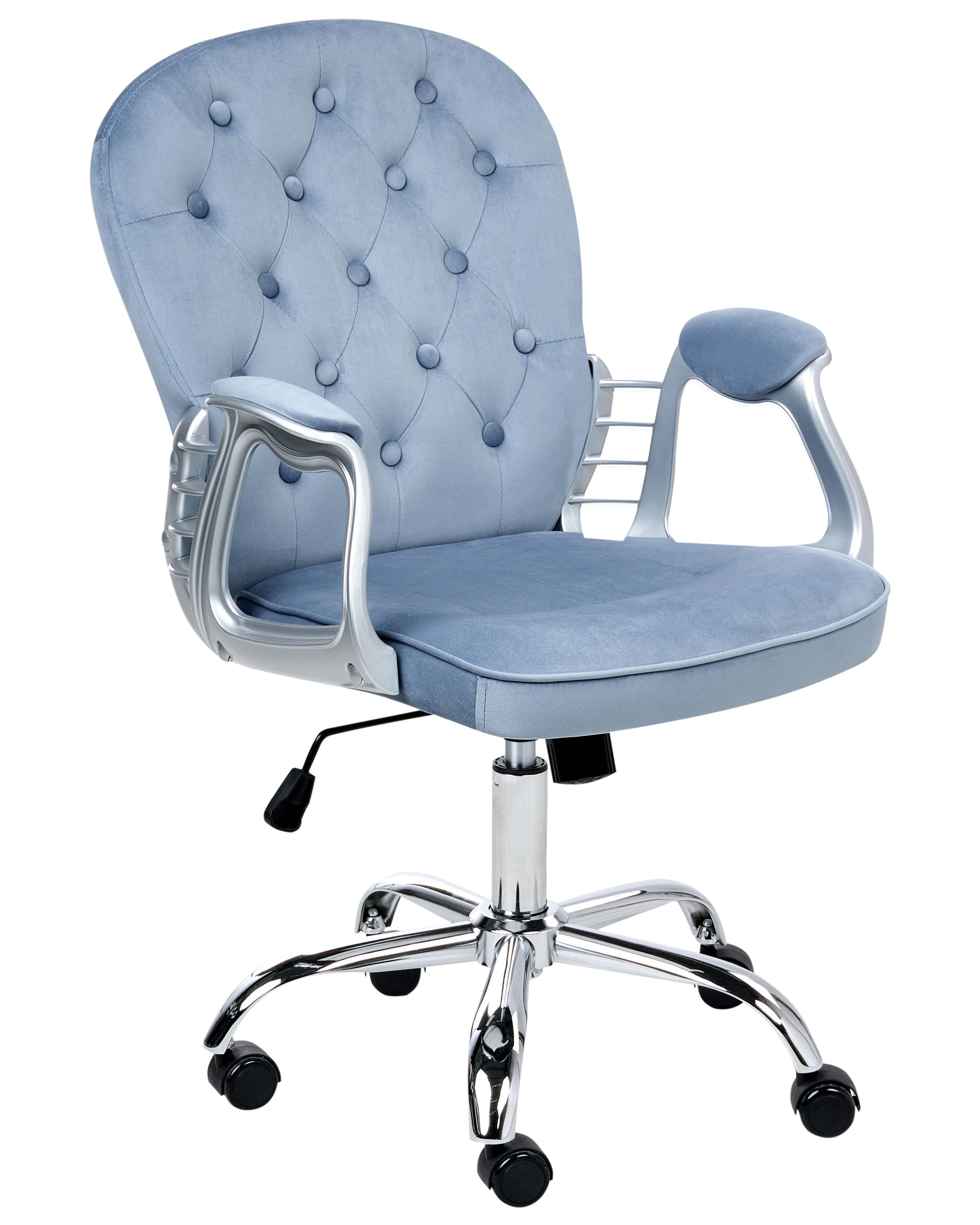 Cadeira home office princess veludo azul claro