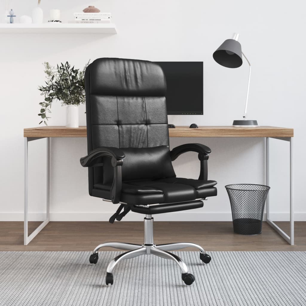 Cadeira escritório massagens reclinável couro artificial preto wf850181