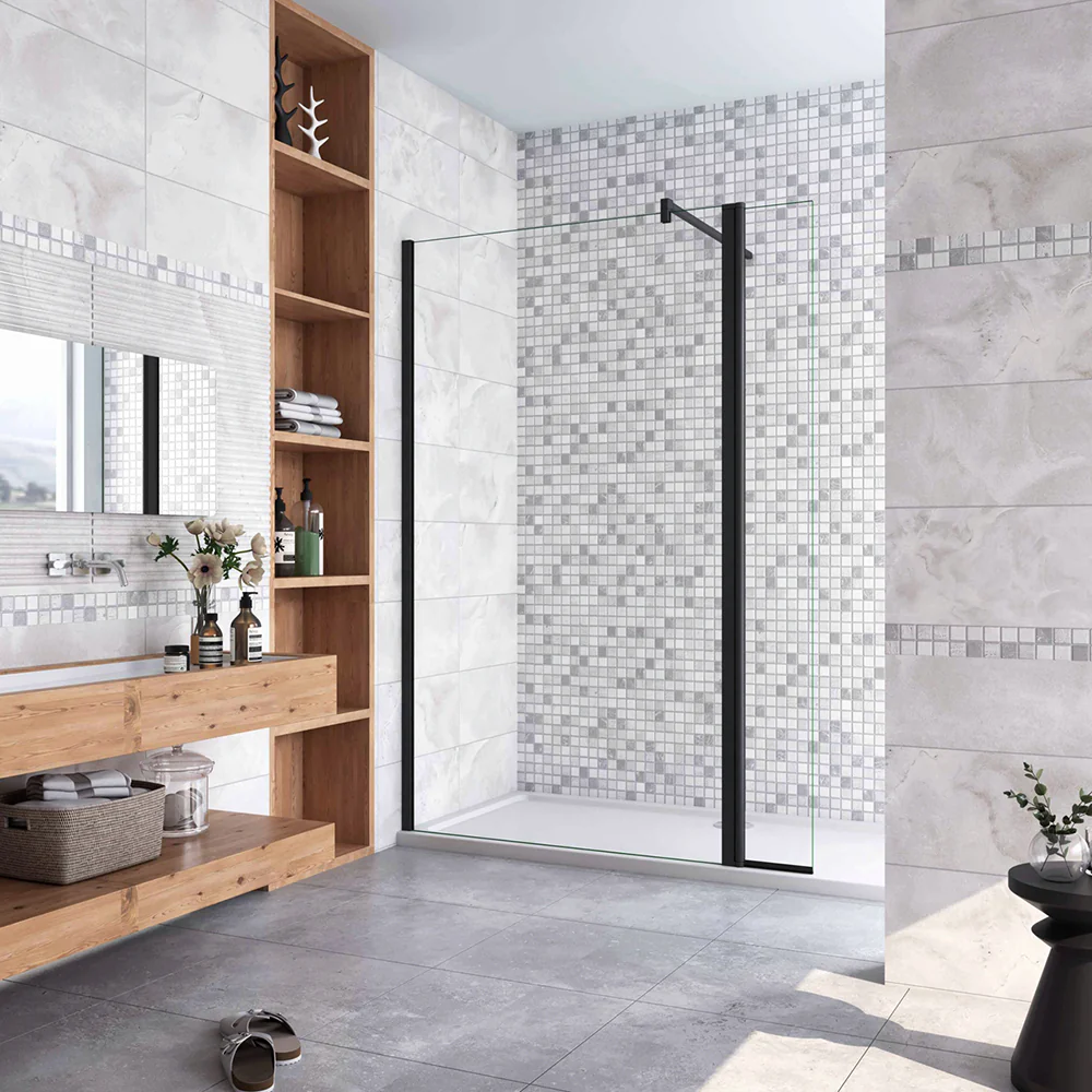 Painel de duche,painel fixo+lado giratório,barra 140cm,(80+40)x200cm