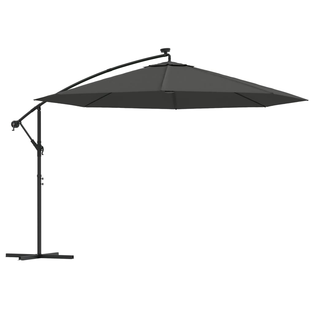 Guarda-sol cantilever c/ luzes LED poste metal 350 cm antracite wgo9934