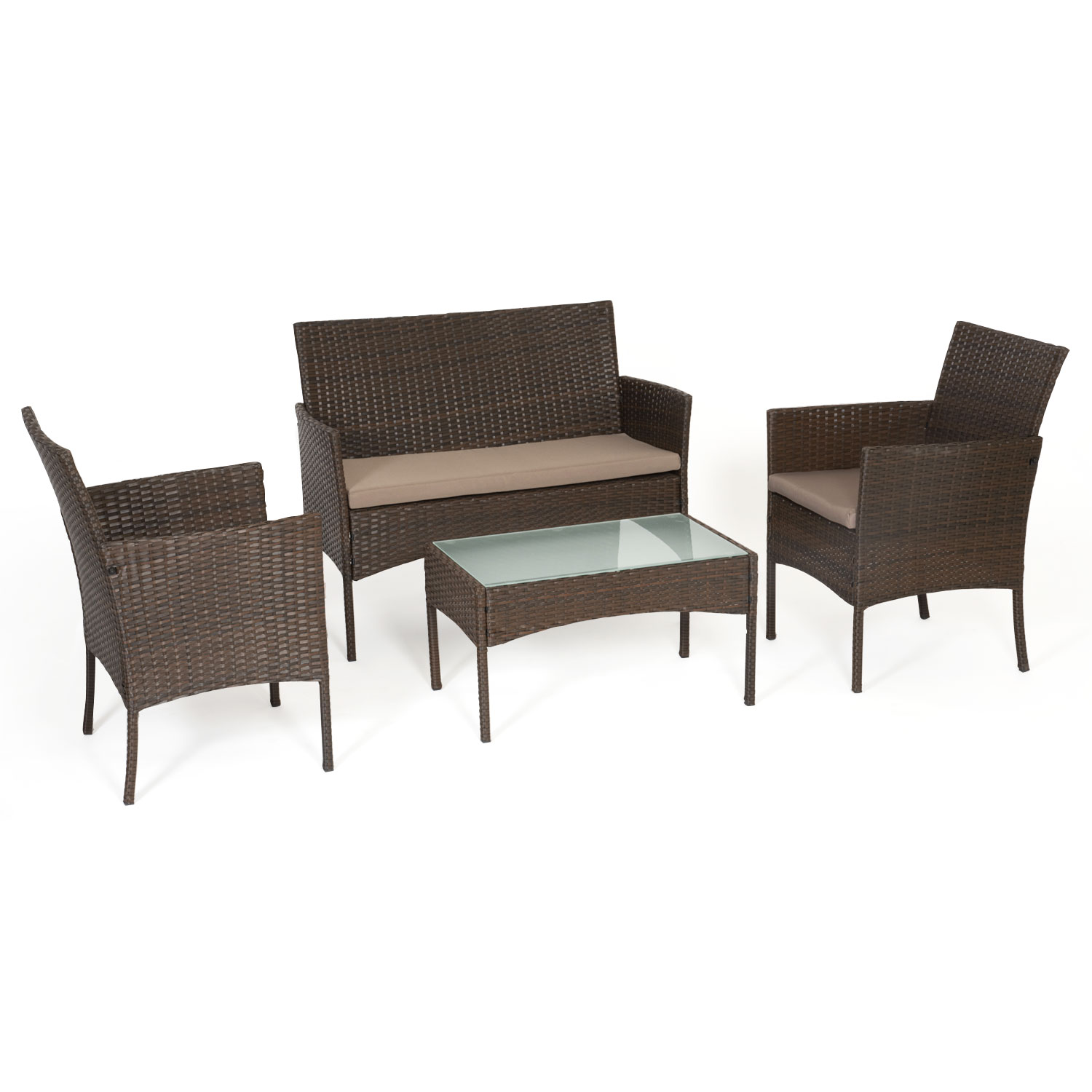 Conjunto de jardim em resina tecida, 4 lug.