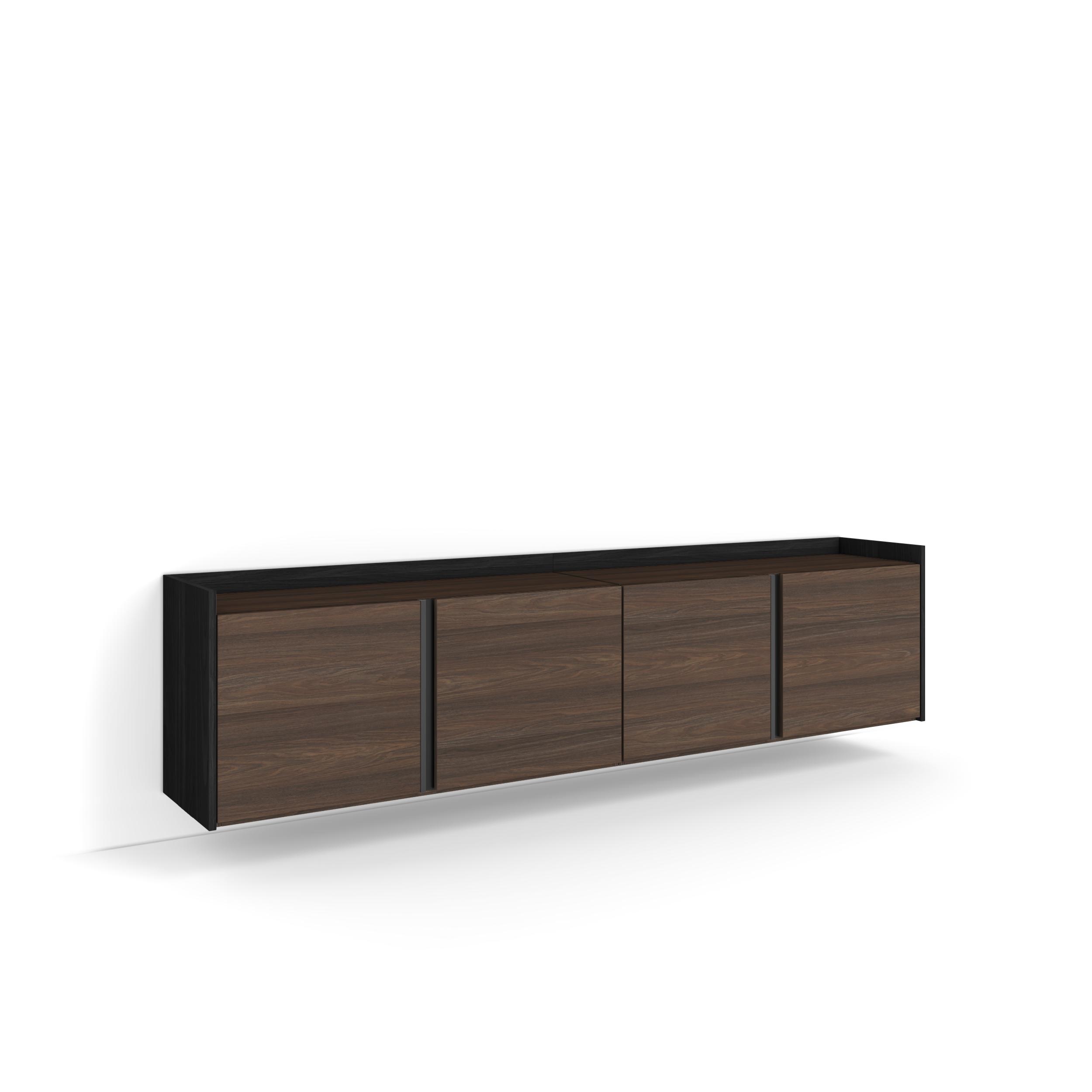 Móvel de tv, 207x35x50cm, carvalho escuro e preto, suspensos rf4714