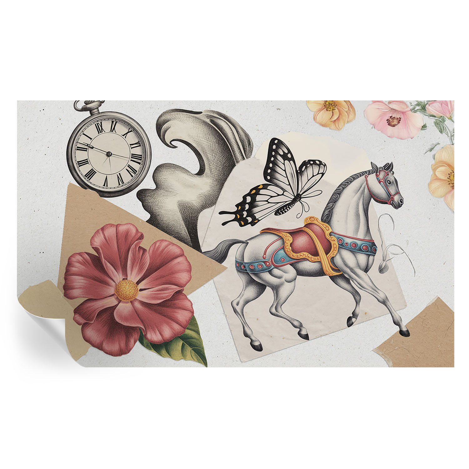Papel parede adesivo flores vintage 416x254 tulup
