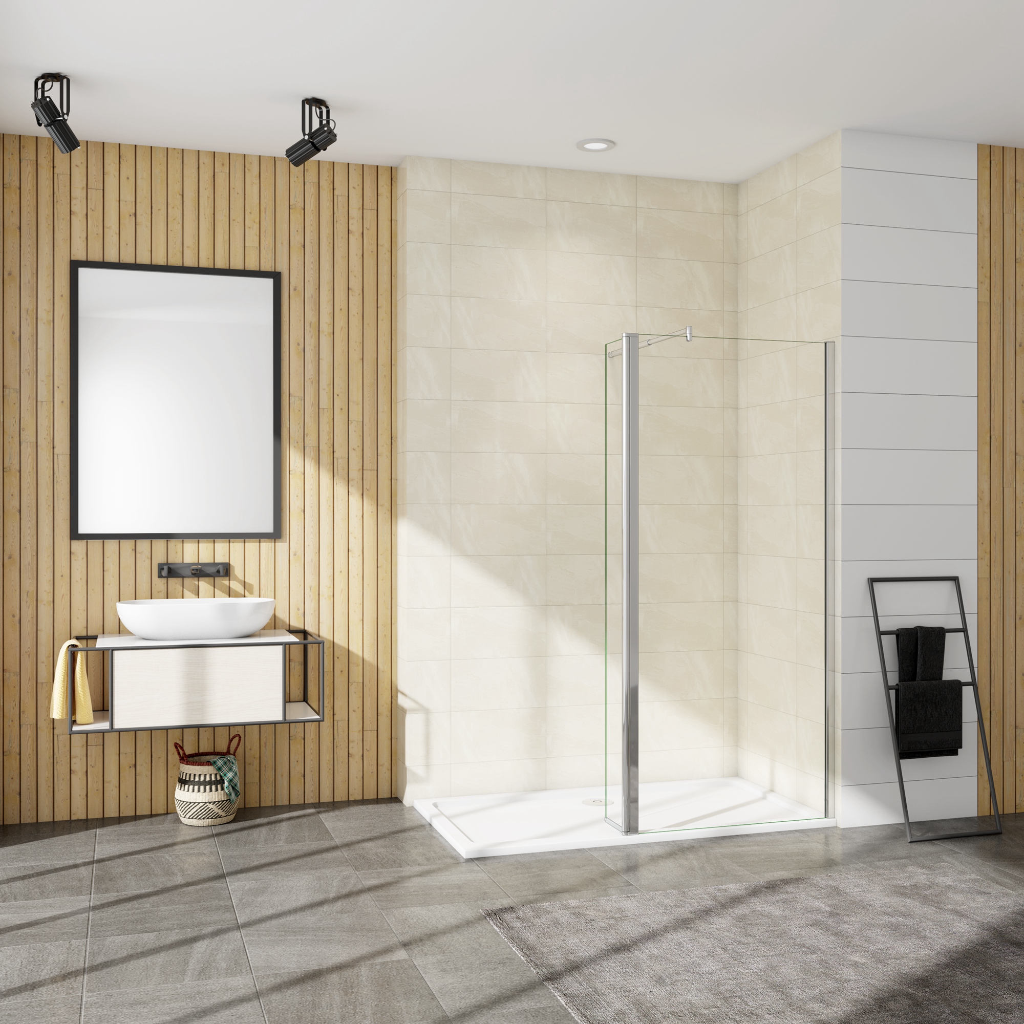 Painel de duche painel fixo+lado giratório,barra 70-120cm,(60+30)x200cm