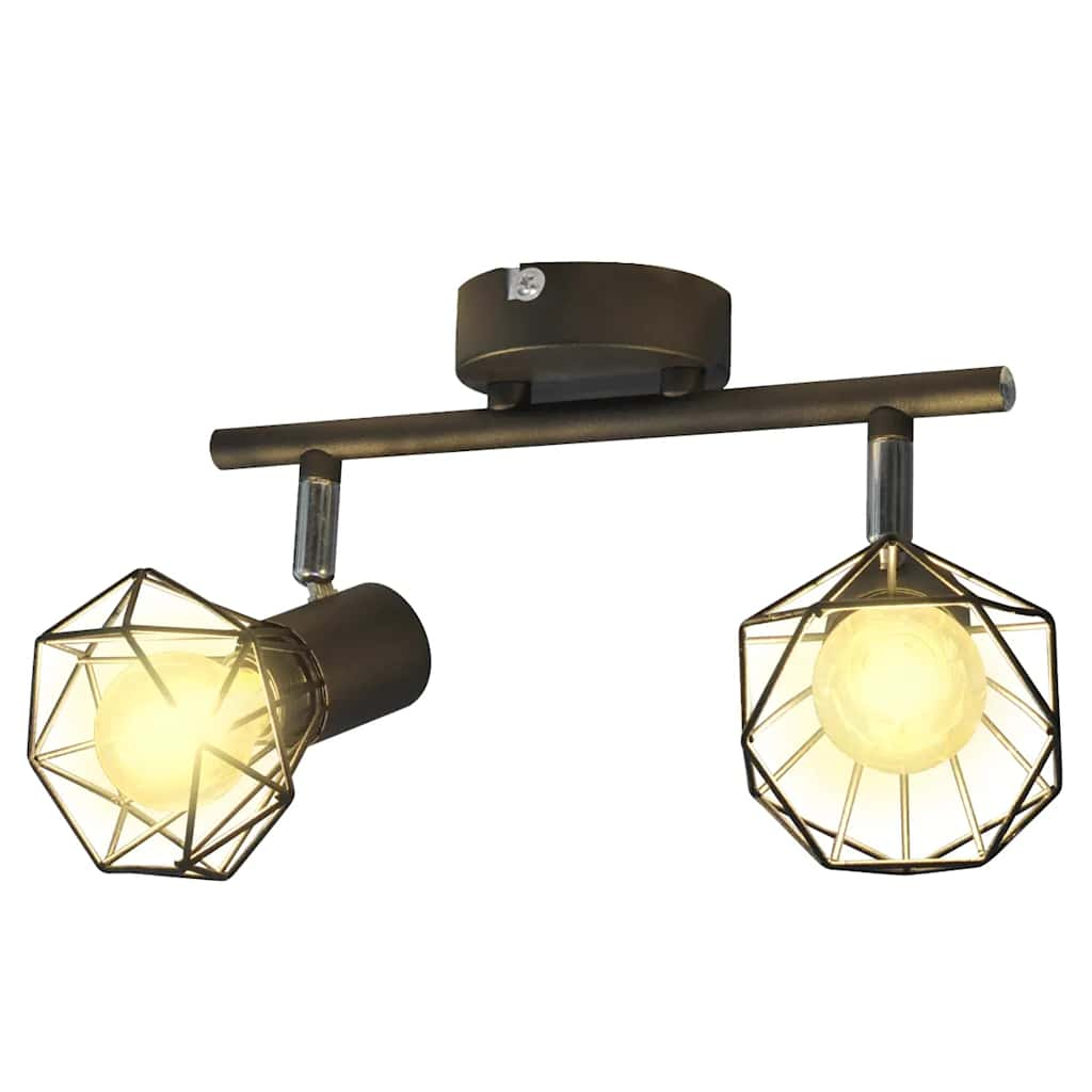 vidaXL spotlight com 2 lâmpadas LED de filamento, estilo industrial, preto