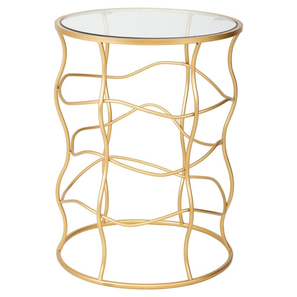 Mesa de apoio em metal dourado e vidro d46x60