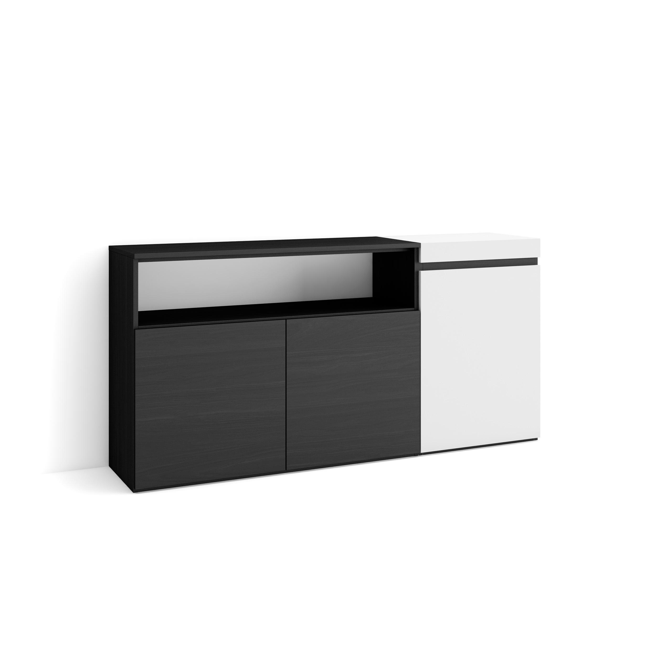 Aparador sala de jantar, 150x75x35cm, branco e preto rf2500