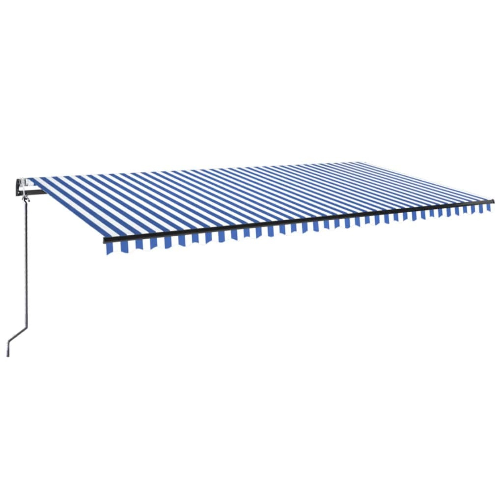 Toldo automático LED e sensor de vento 600x300 cm azul e branco