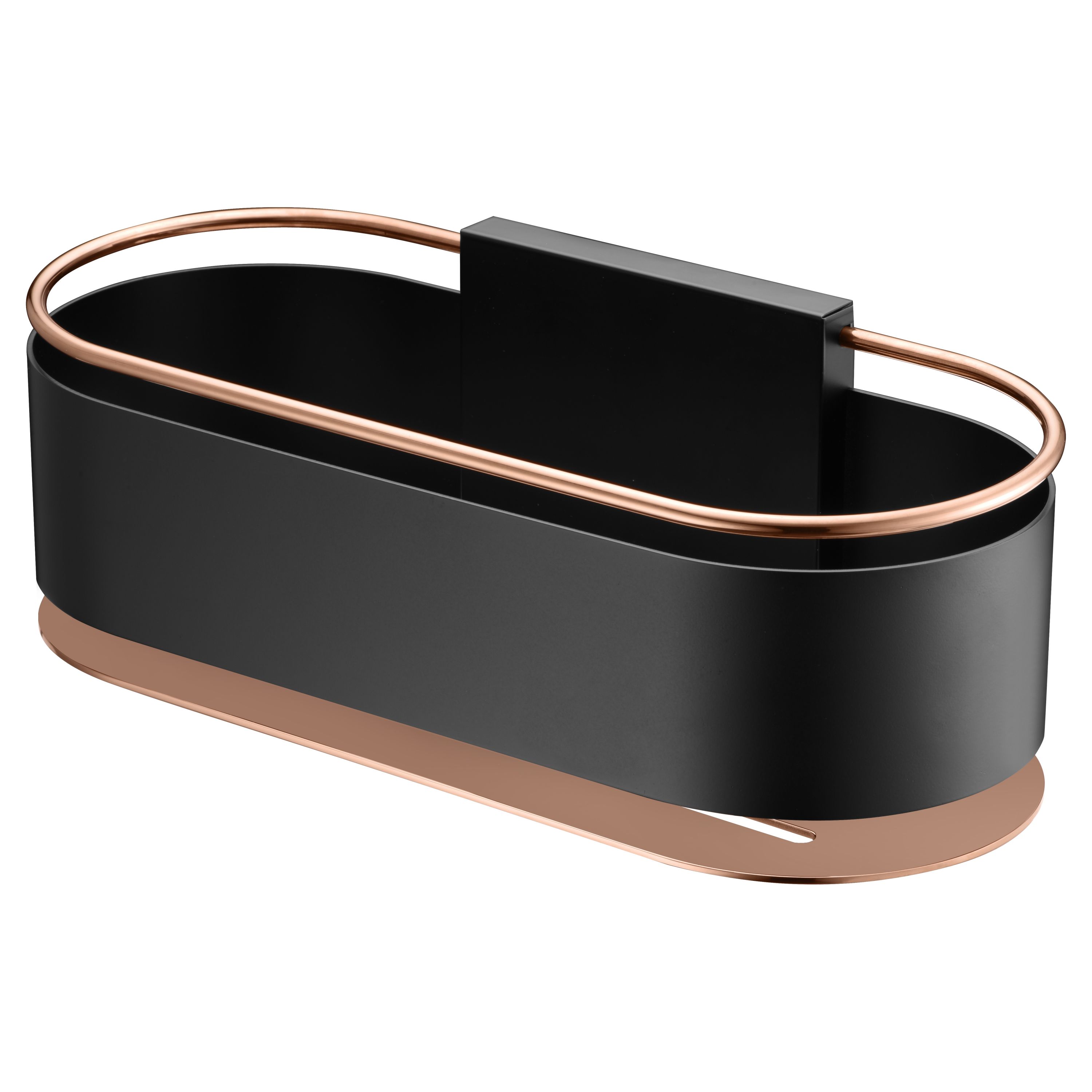 Portasapone frontal em aço inox e latão preto e ouro rosa acabamento combin