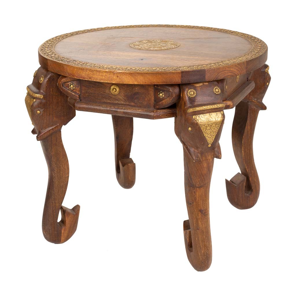 Mesa de centro de madeira e metal marrom 52x52x40