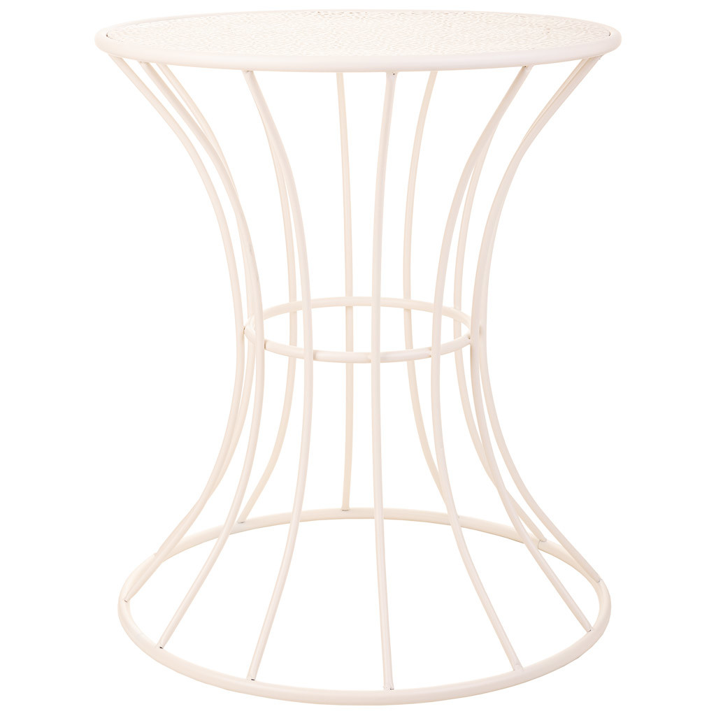 Mesa de apoio em ferro forjado branco 50x50x58