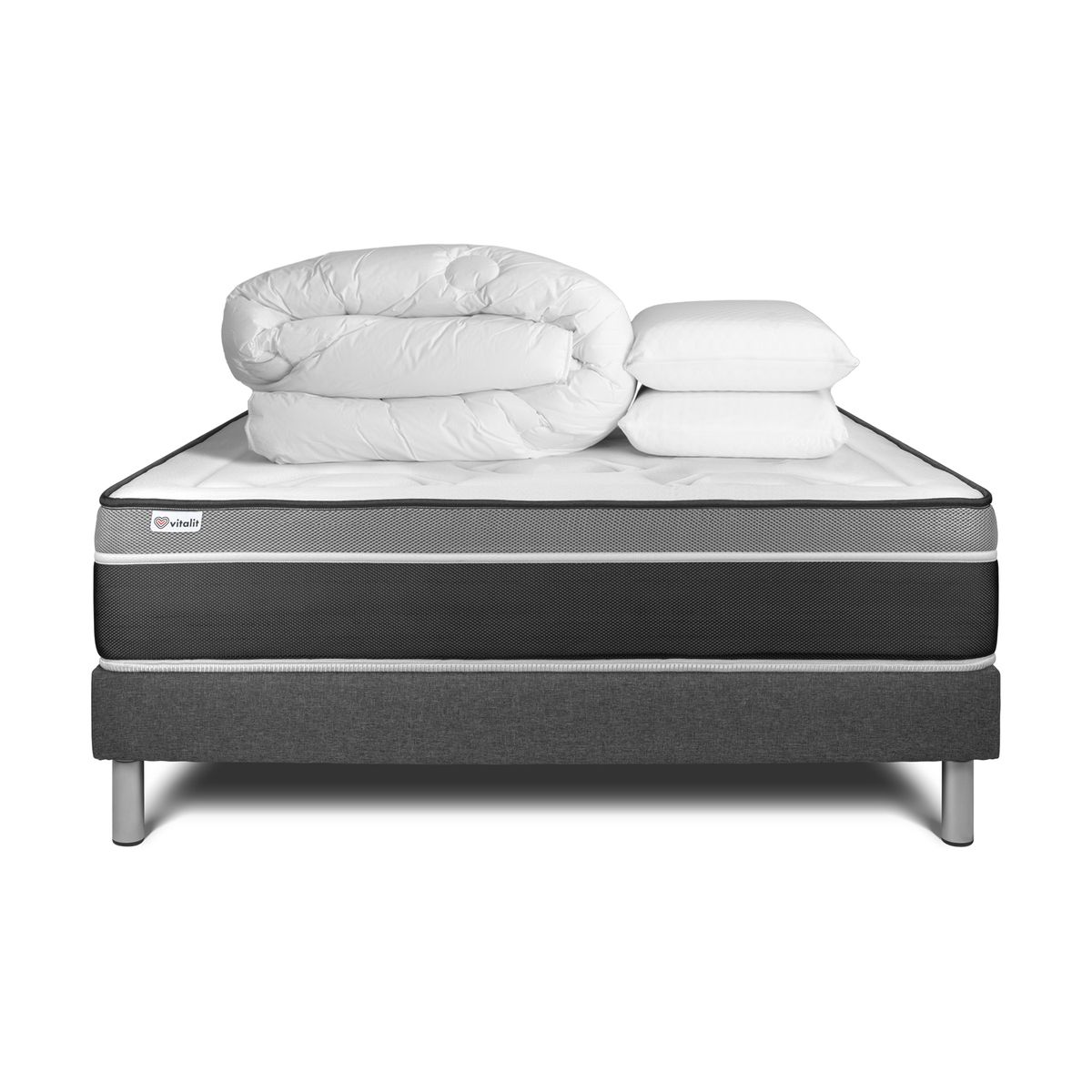 Conjunto completo de cama - colchão 140x190 cm + estrado de molas com ripas