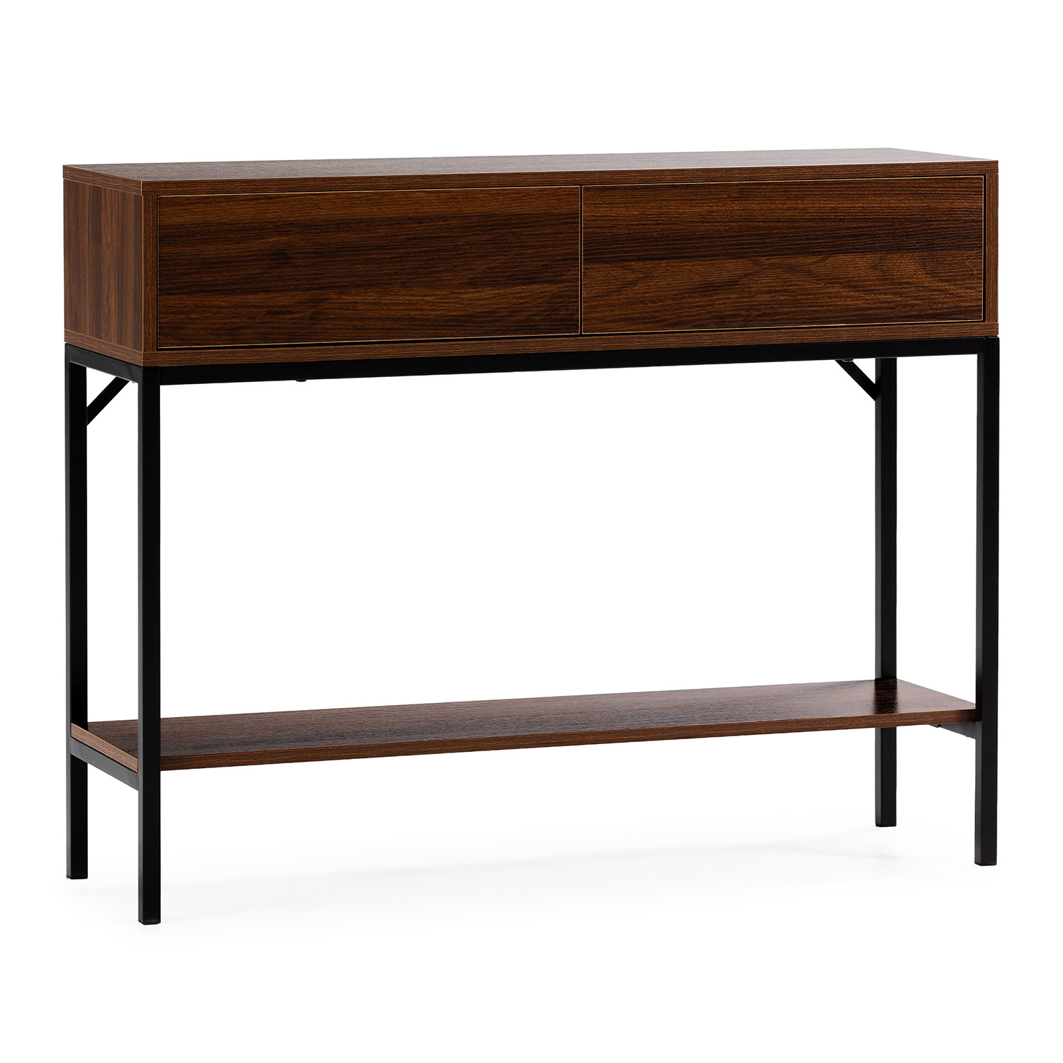 Mesa consola auri 2 gavetas efeito nogueira