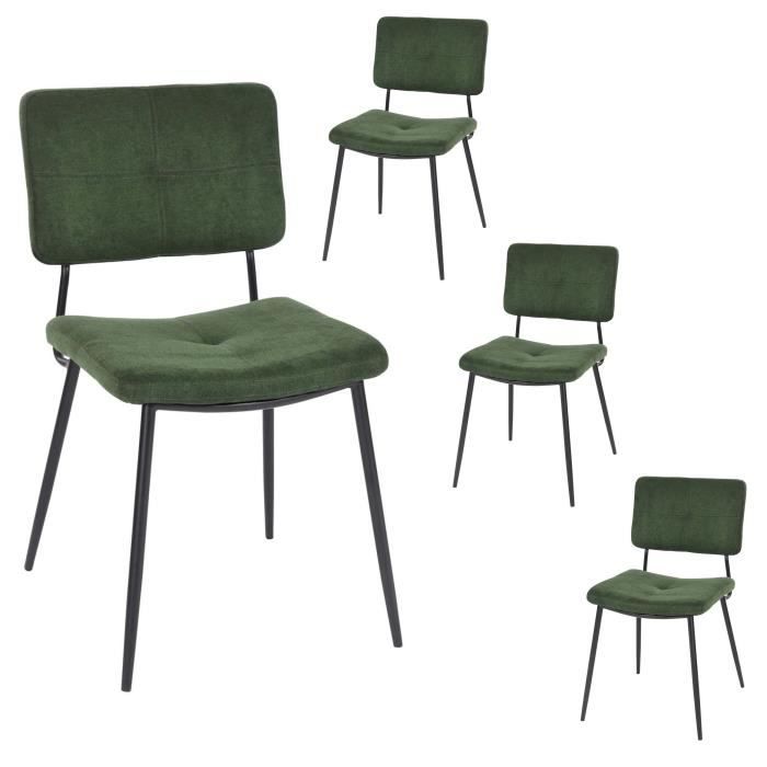 Meubles cosy conjunto de 4 cadeiras de sala de jantar, tecido verde e pés e