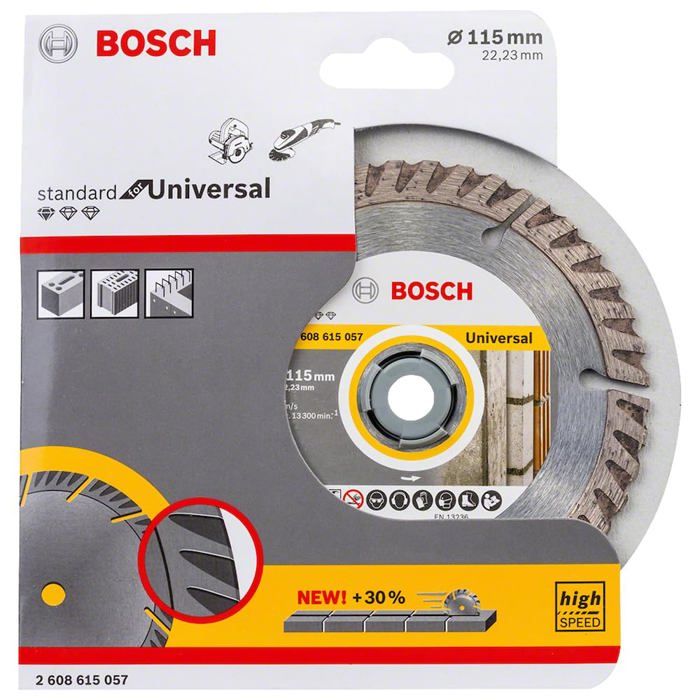 Disco de corte diamantado universal Bosch 115 x 22,23 mm - 2608615057