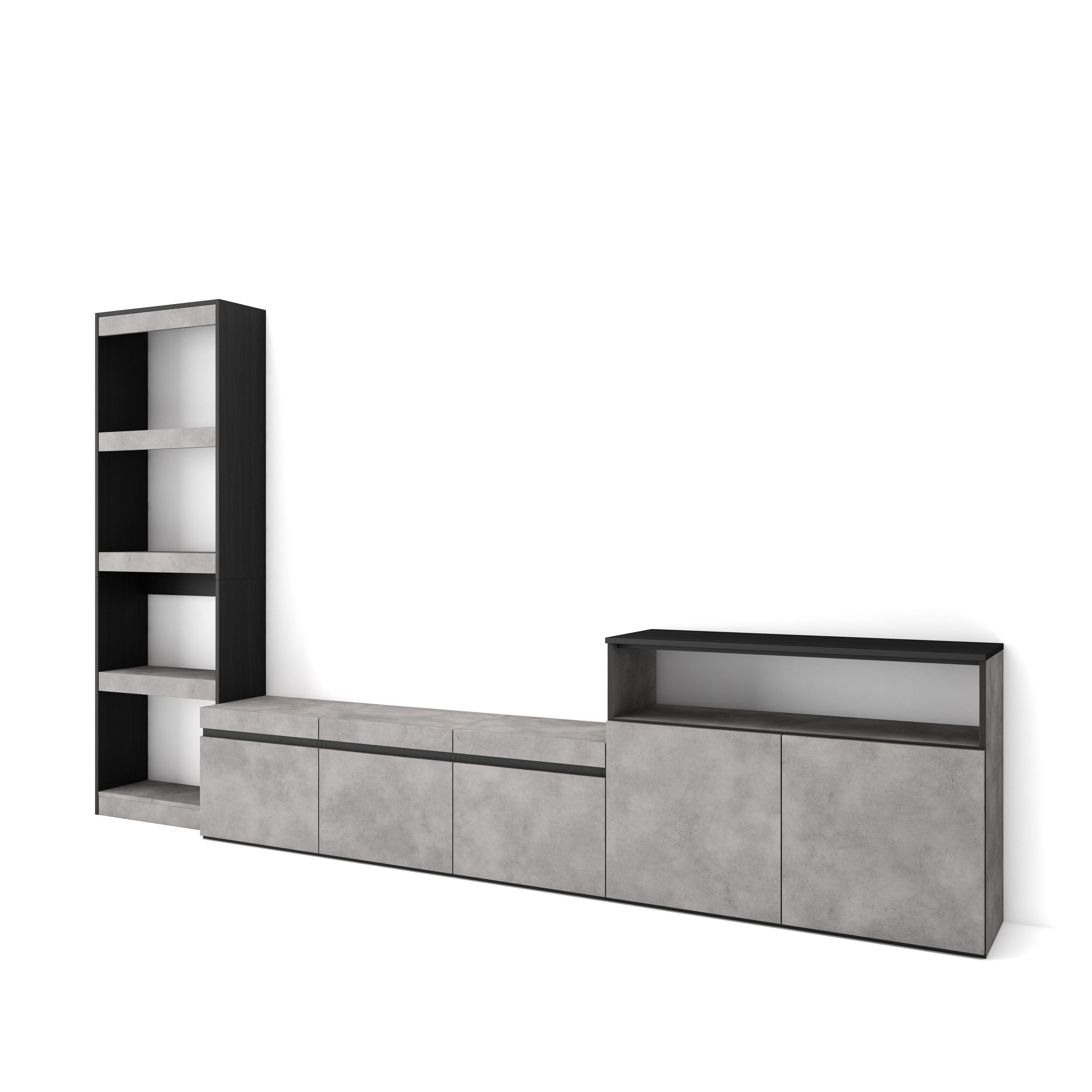 Conjunto de móveis tv, 310x35x186cm, cimento rf3166